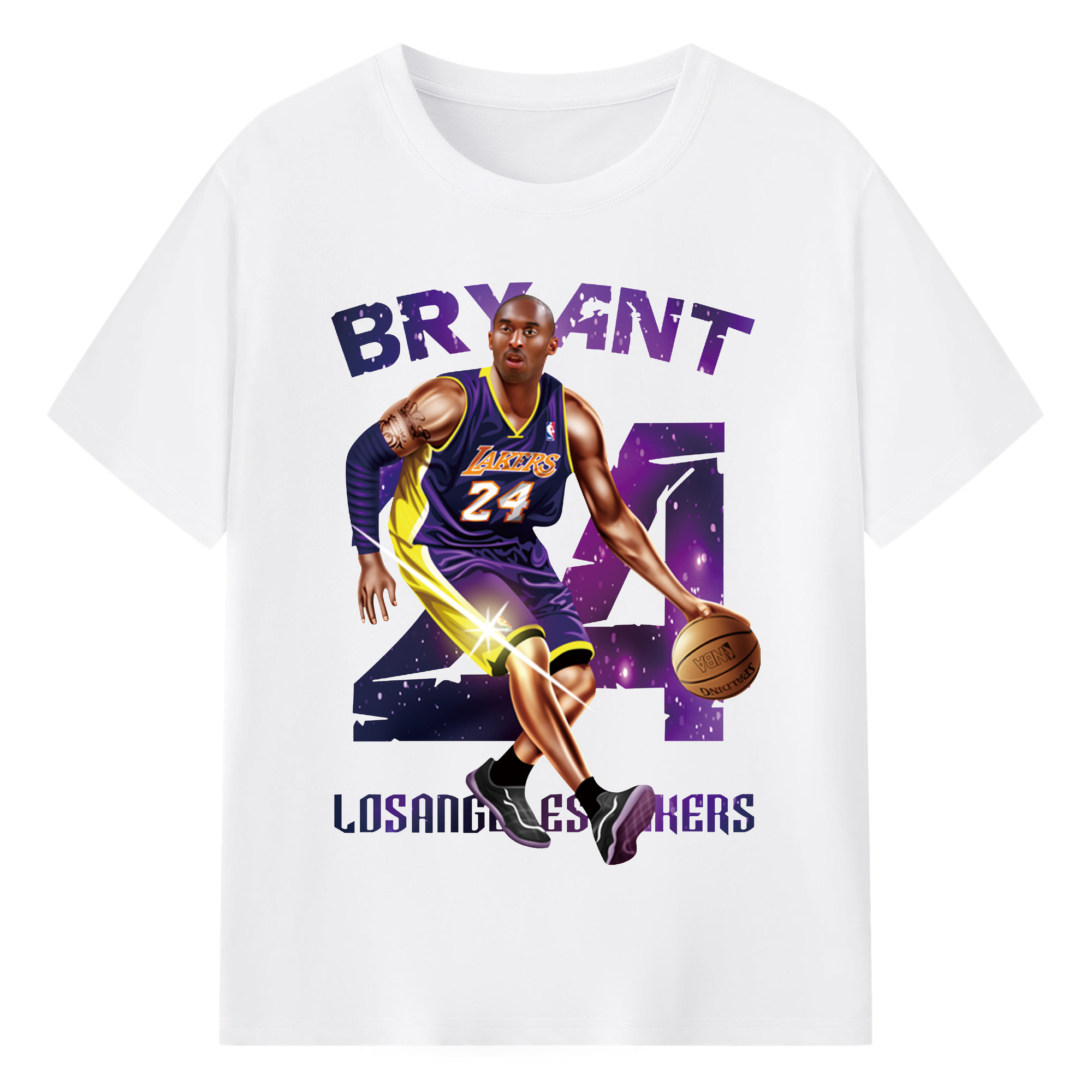Kobe Bryant Lakers #24 T‑Shirt - 180g Cotton T-Shirt With Front Heat Transfer Print – Soft, Lightweight, Fitted Design – Comfortable Casual Wear For Sports & Everyday Use