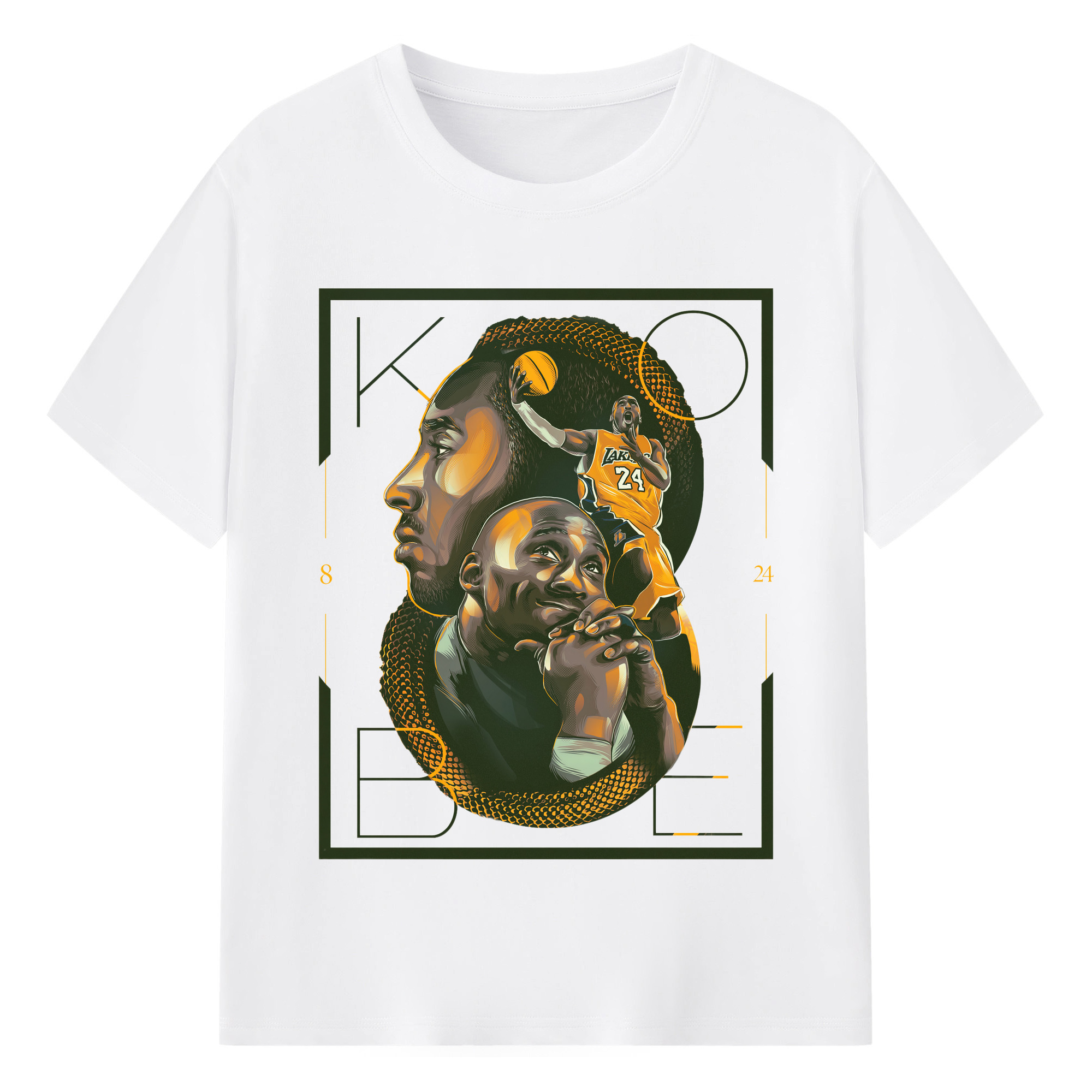 Kobe Bryant #8 T‑Shirt - 180g Cotton T-Shirt With Front Heat Transfer Print – Soft, Lightweight, Fitted Design – Comfortable Casual Wear For Sports & Everyday Use