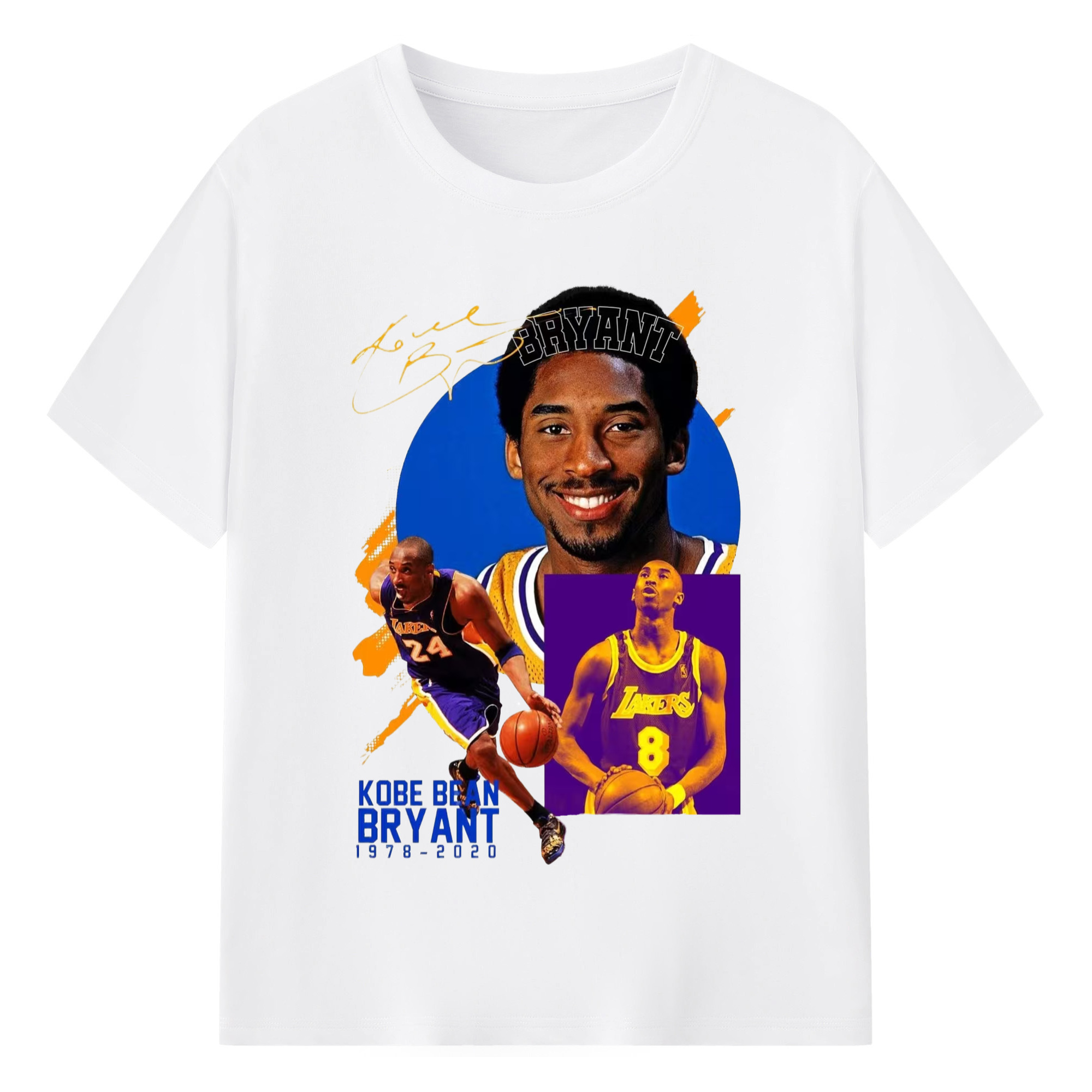 Kobe Bryant #8 and #24T‑Shirt - 180g Cotton T-Shirt With Front Heat Transfer Print – Soft, Lightweight, Fitted Design – Comfortable Casual Wear For Sports & Everyday Use