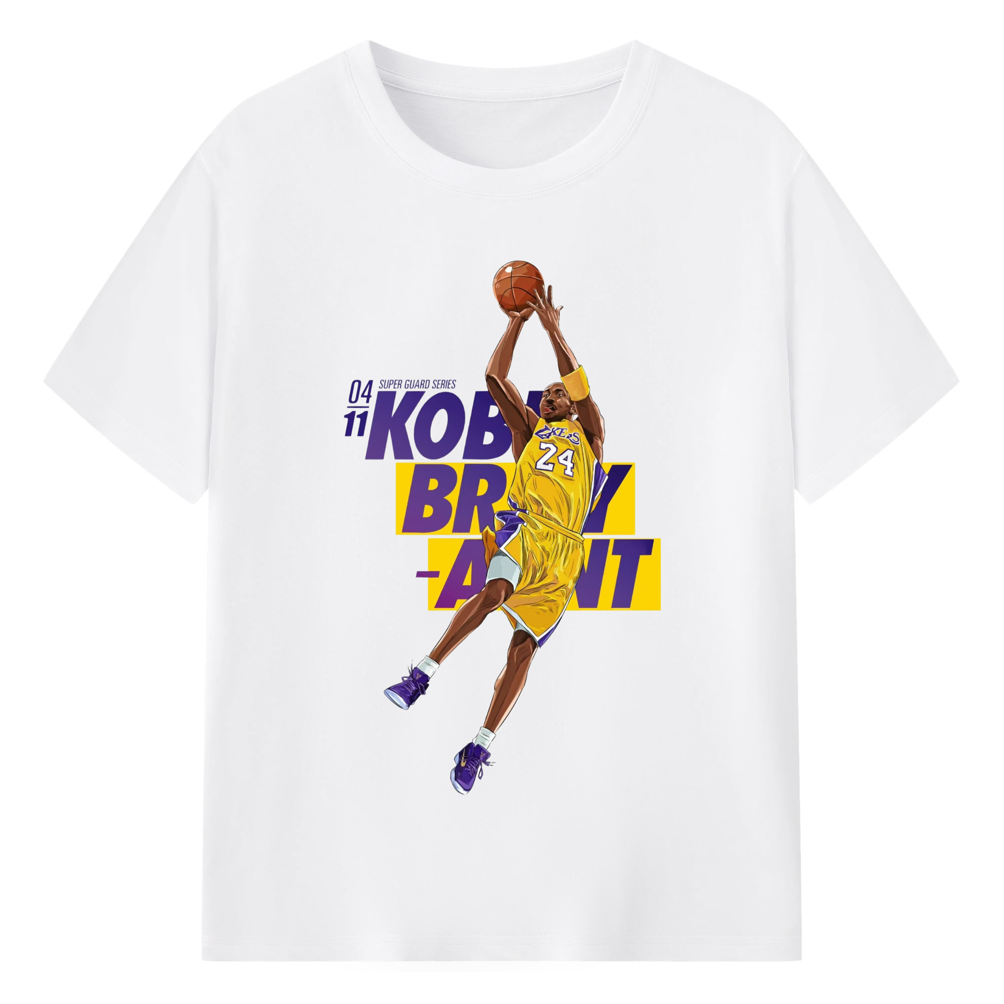 Kobe bryant Fadeaway Jump-Shot Graphic T‑Shirt - 180g Cotton T-Shirt With Front Heat Transfer Print – Soft, Lightweight, Fitted Design – Comfortable Casual Wear For Sports & Everyday Use