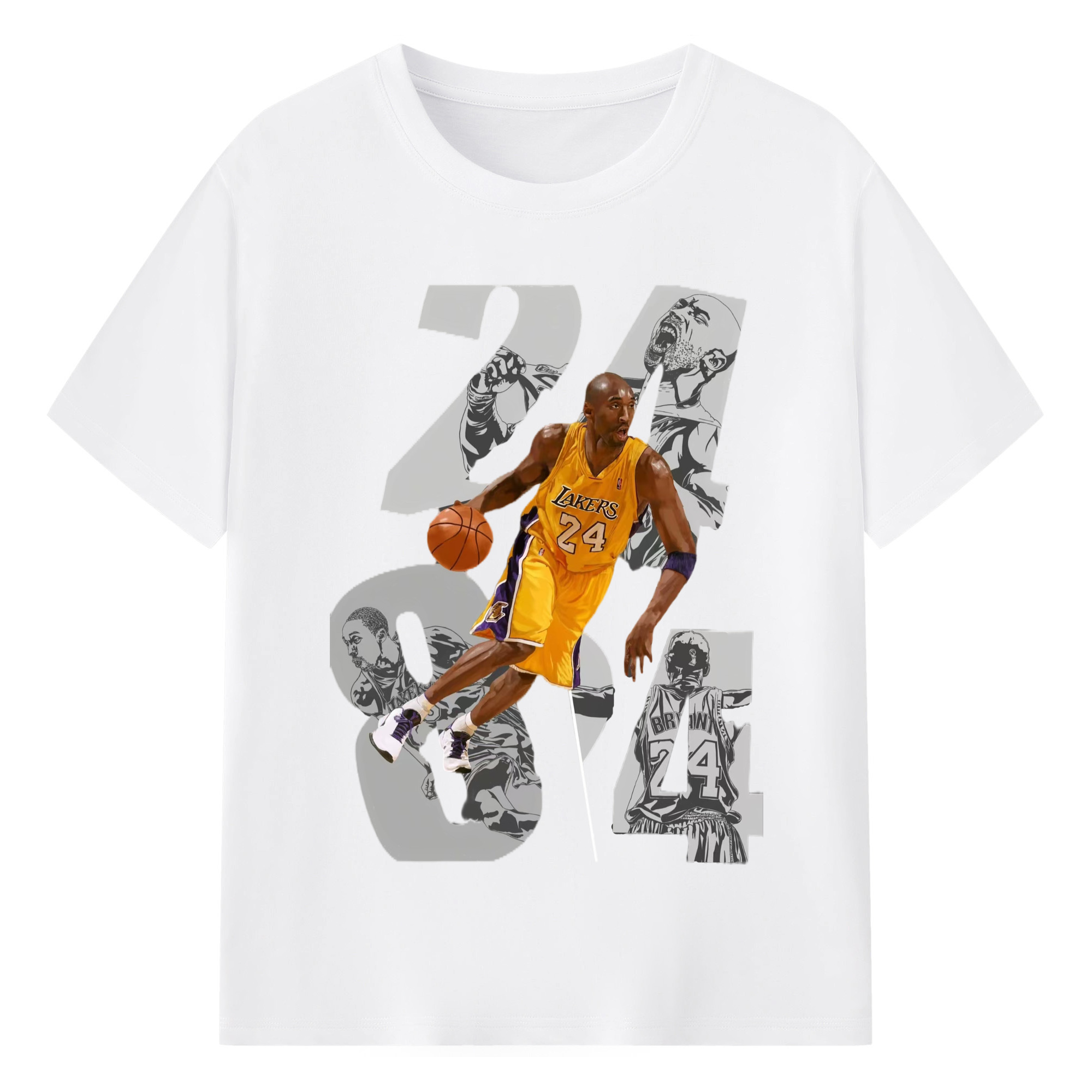 Kobe Bryant #24 #8 T‑Shirt - 180g Cotton T-Shirt With Front Heat Transfer Print – Soft, Lightweight, Fitted Design – Comfortable Casual Wear For Sports & Everyday Use
