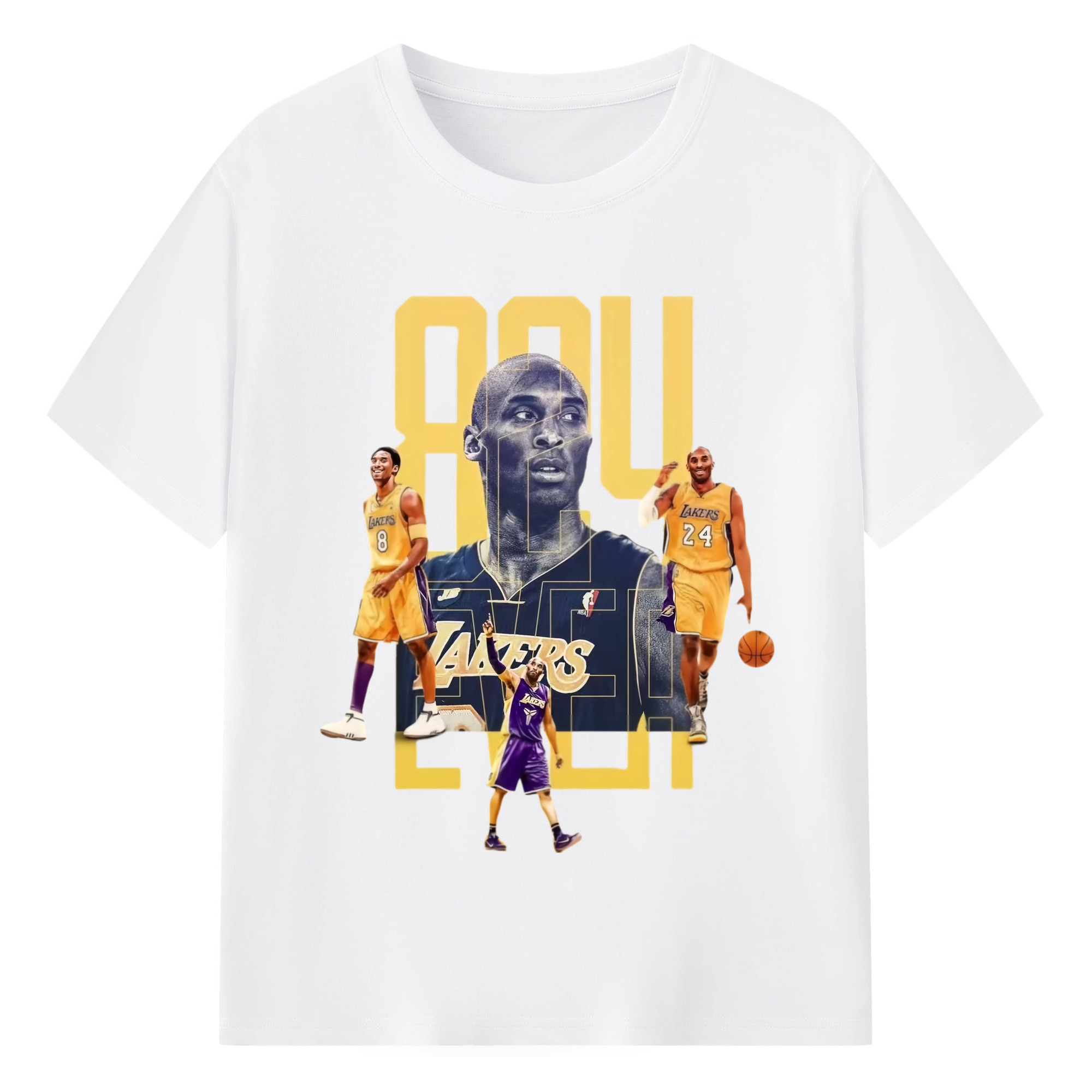 Kobe Bryant Lakers T‑Shirt - 180g Cotton T-Shirt With Front Heat Transfer Print – Soft, Lightweight, Fitted Design – Comfortable Casual Wear For Sports & Everyday Use