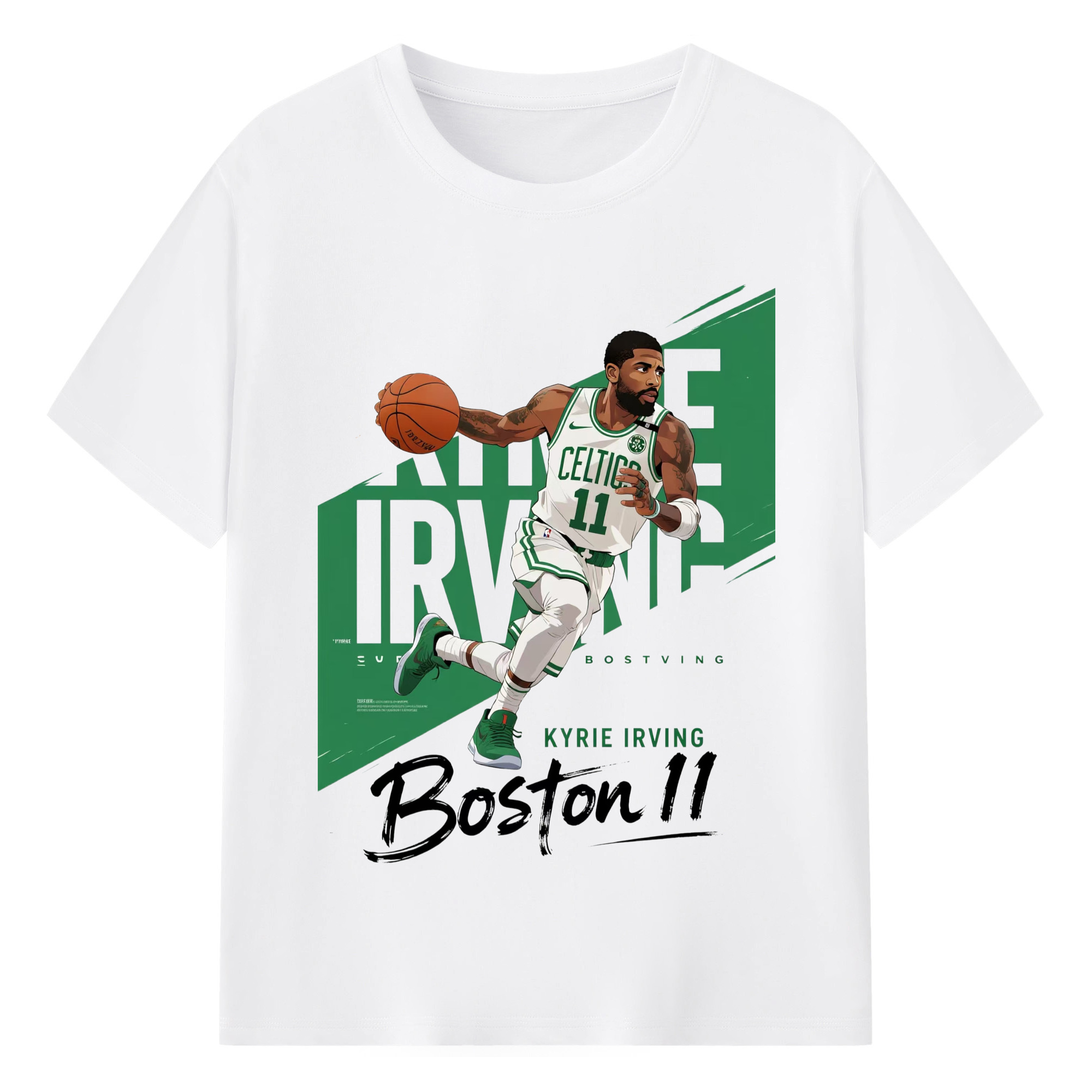Kyrie Irving celtics #11 T‑shirt - 180g Cotton T-Shirt With Front Heat Transfer Print – Soft, Lightweight, Fitted Design – Comfortable Casual Wear For Sports & Everyday Use