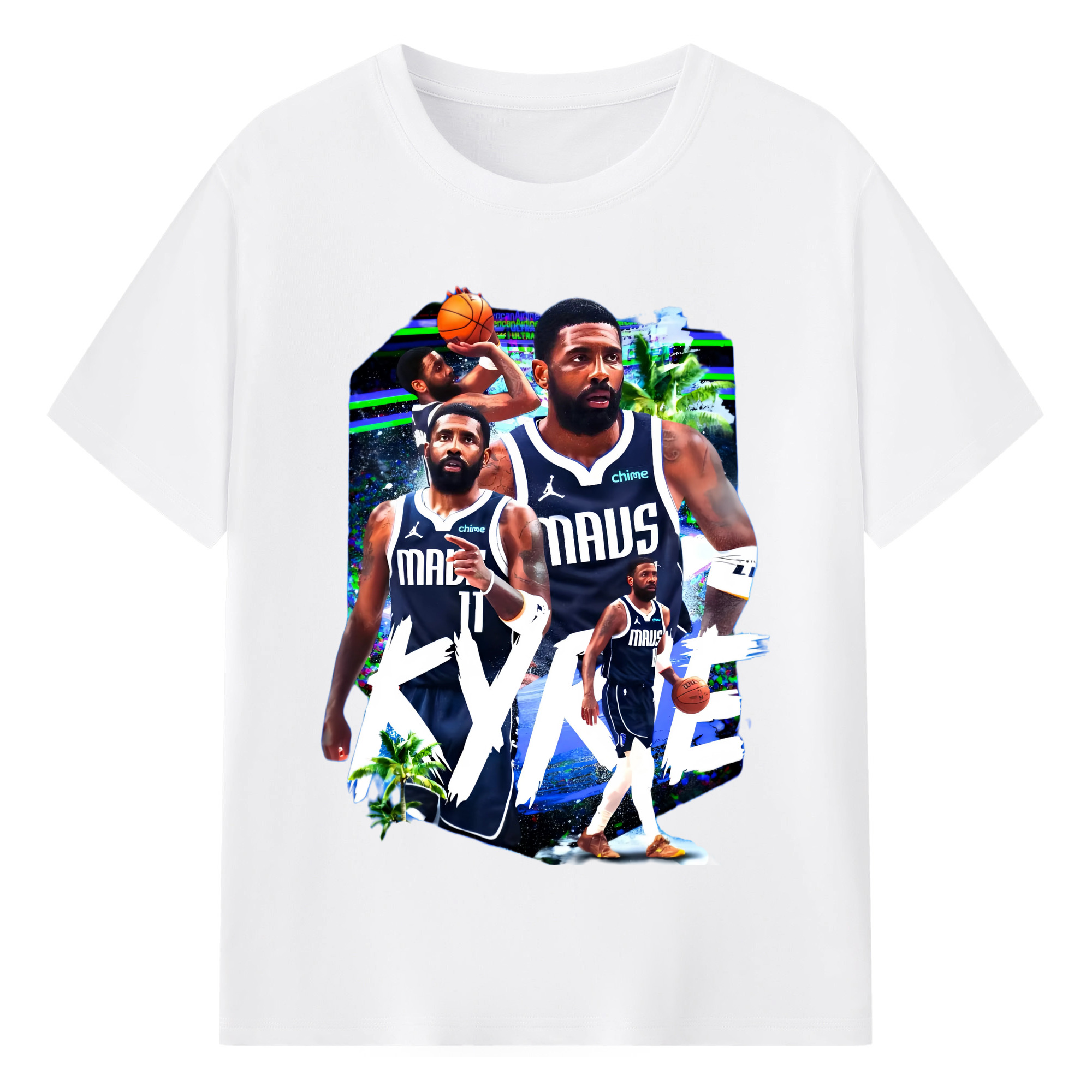 Kyrie Irving Mavericks Shirt - 180g Cotton T-Shirt With Front Heat Transfer Print – Soft, Lightweight, Fitted Design – Comfortable Casual Wear For Sports & Everyday Use
