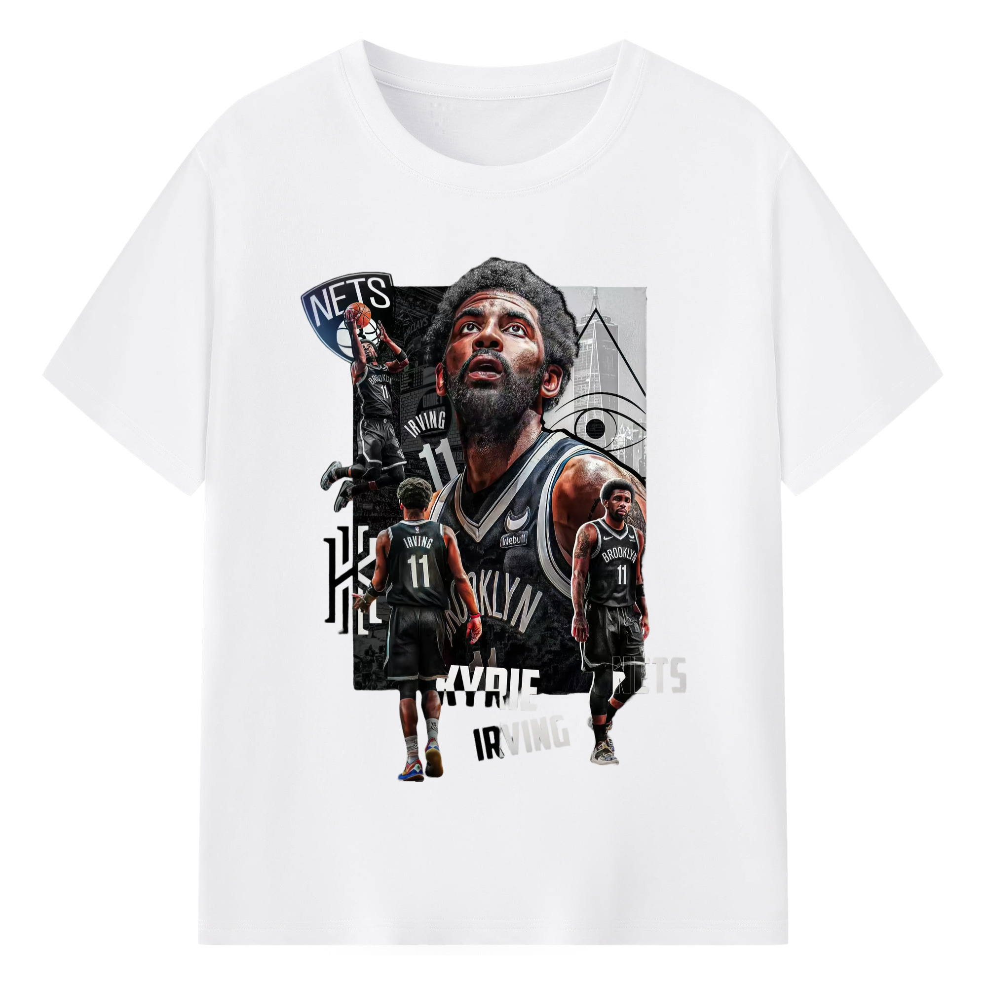 Kyrie Irving Nets T‑shirt - 180g Cotton T-Shirt With Front Heat Transfer Print – Soft, Lightweight, Fitted Design – Comfortable Casual Wear For Sports & Everyday Use