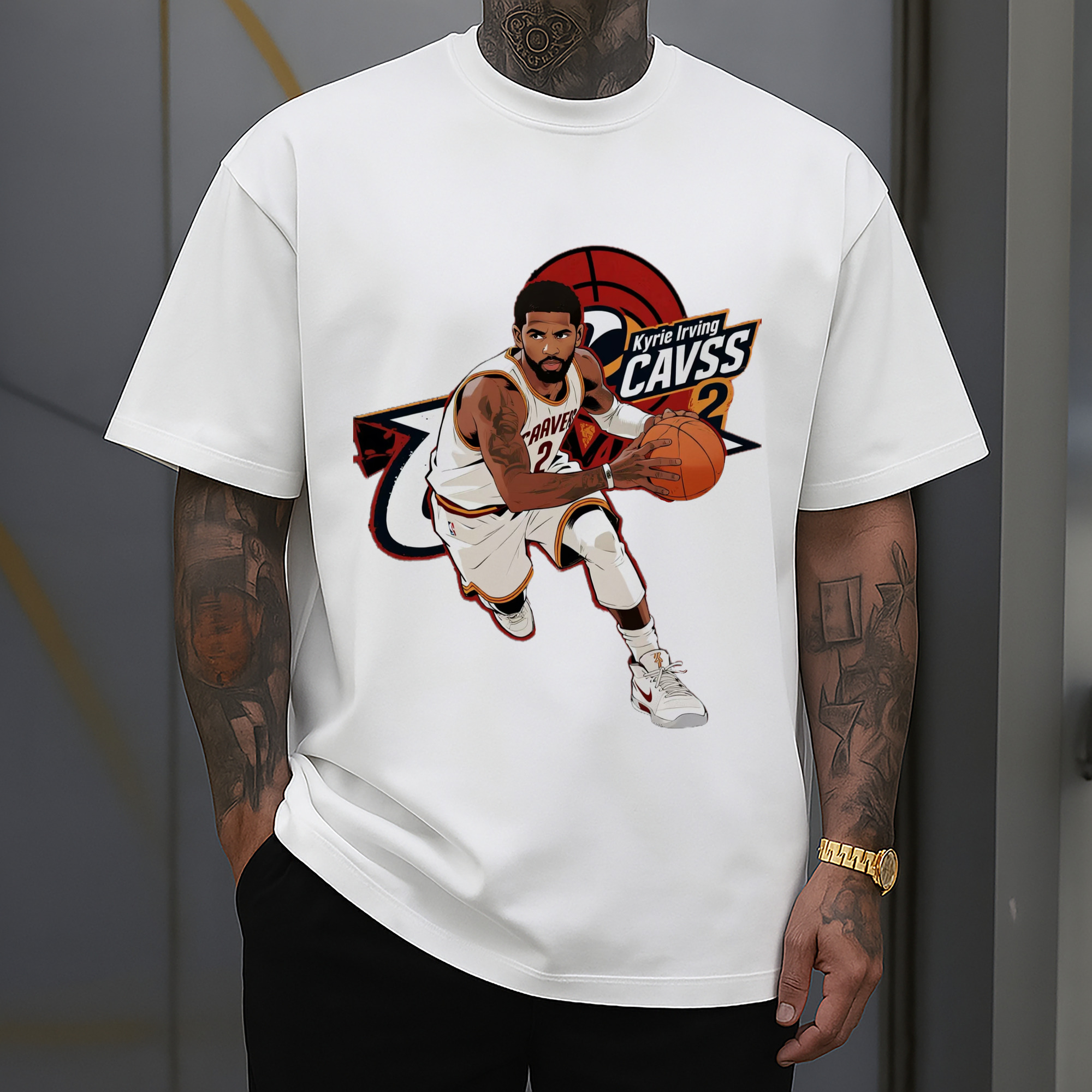 kyrie irving celtics Cartoon style graphic T‑Shirt