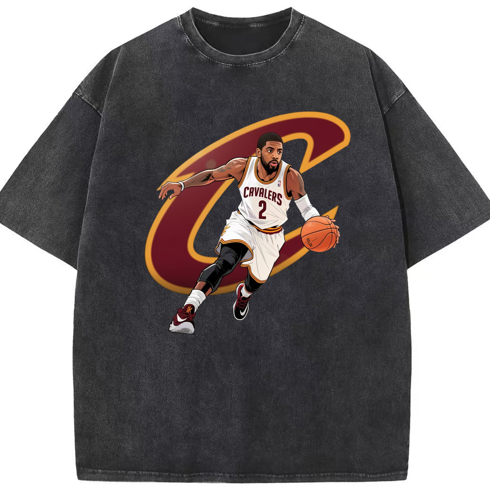 Kyrie Irving celtics #2 T‑shirt - Washed Vintage Look 230g Cotton Oversized T-Shirt With Front Heat Transfer Print – Soft, Lightweight, Stylish Fit – Comfortable Casual Wear For Sports & Everyday Use