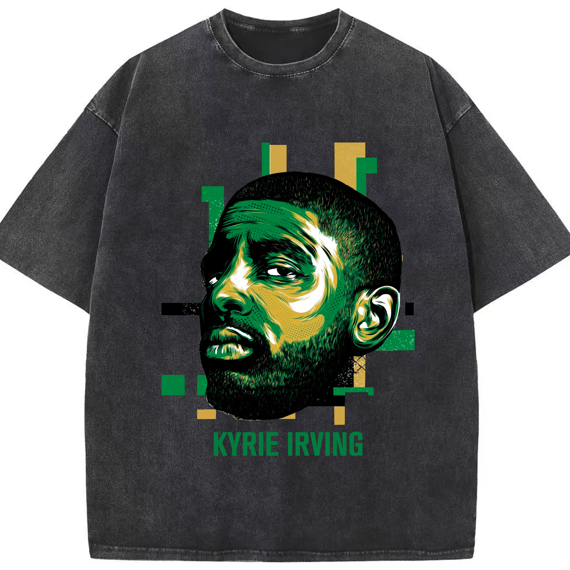Kyrie Irving graphic T‑Shirt - Washed Vintage Look 230g Cotton Oversized T-Shirt With Front Heat Transfer Print – Soft, Lightweight, Stylish Fit – Comfortable Casual Wear For Sports & Everyday Use