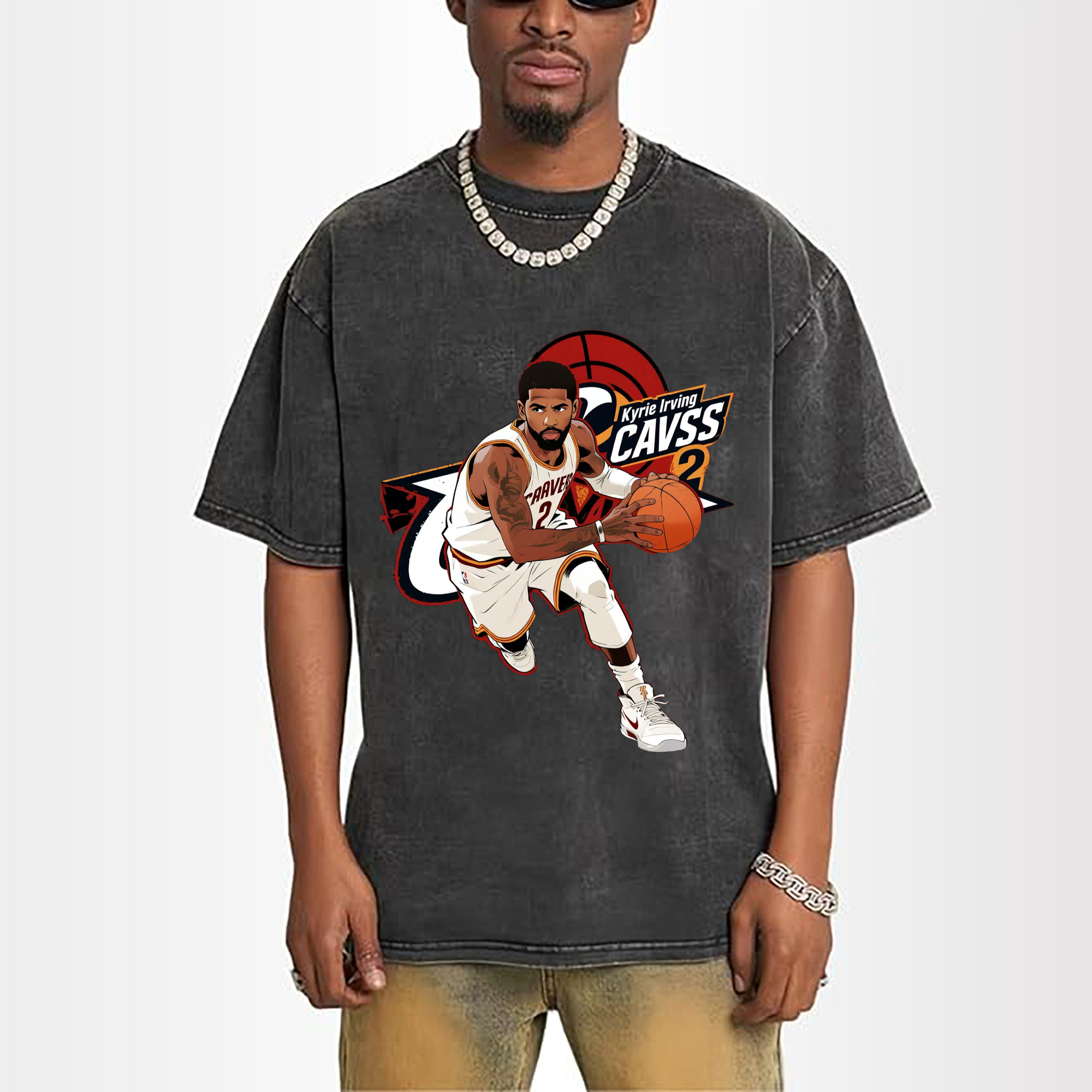 kyrie irving celtics Cartoon style graphic T‑Shirt