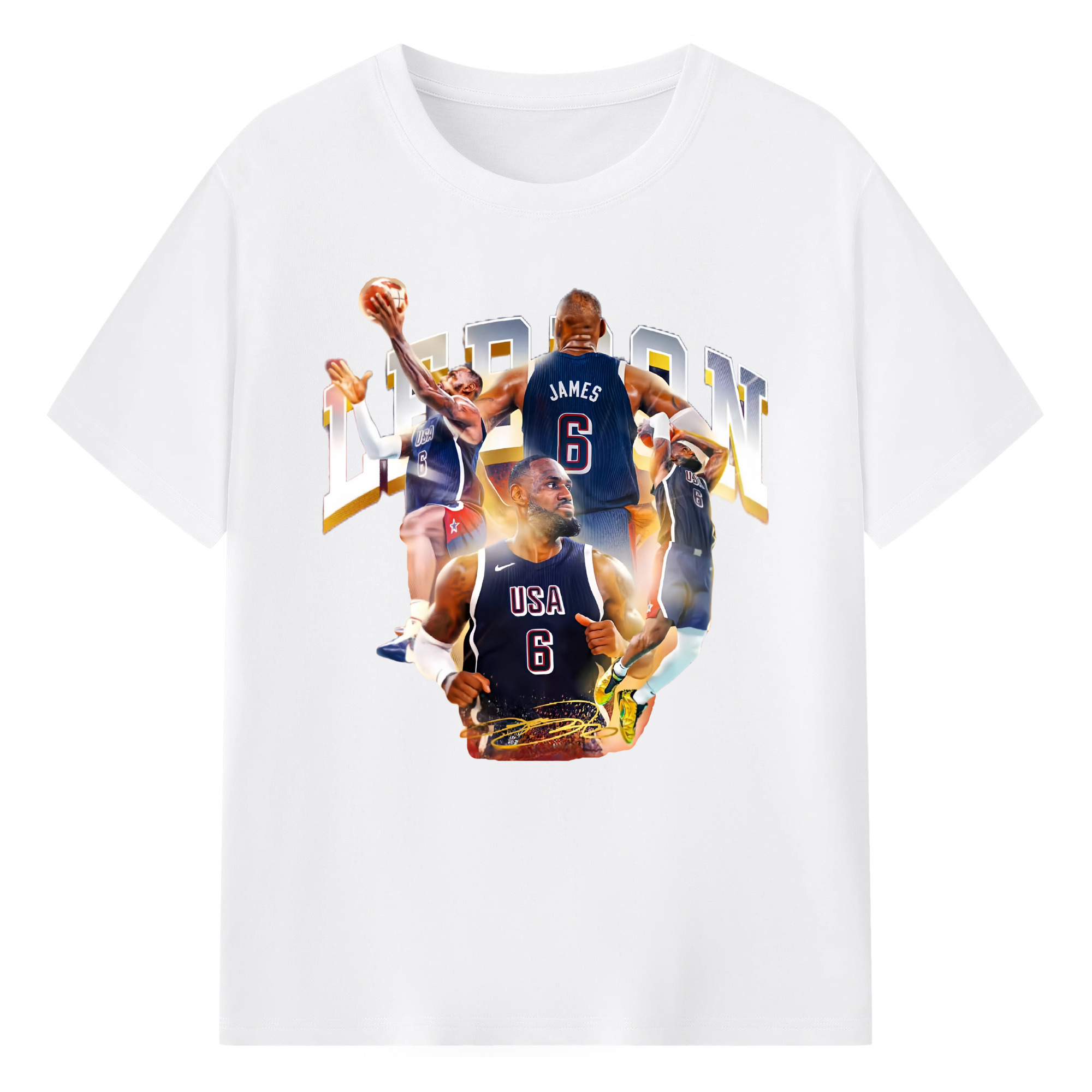 Lebron james usa T‑Shirt - 180g Cotton T-Shirt With Front Heat Transfer Print – Soft, Lightweight, Fitted Design – Comfortable Casual Wear For Sports & Everyday Use