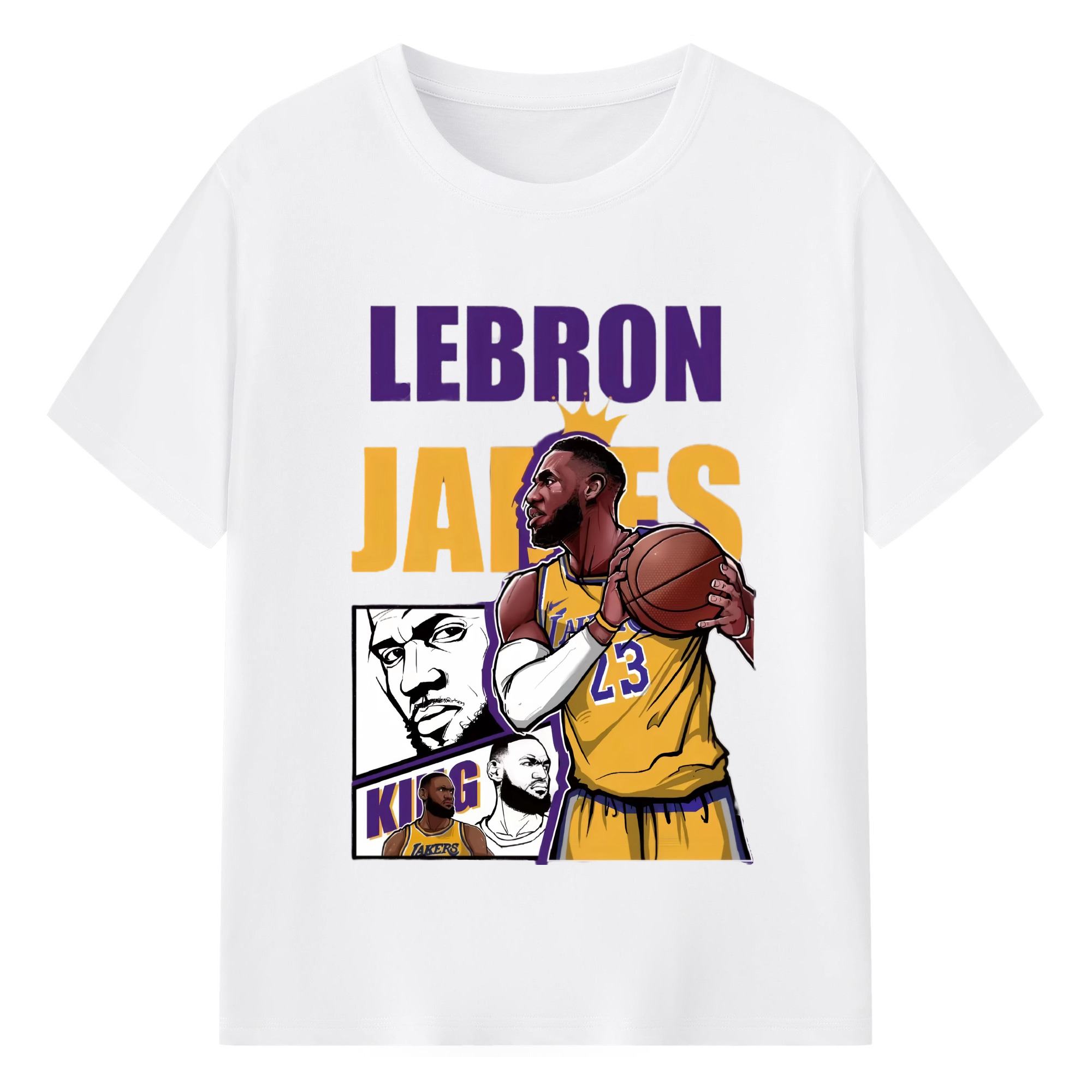 LeBron James king T‑Shirt - 180g Cotton T-Shirt With Front Heat Transfer Print – Soft, Lightweight, Fitted Design – Comfortable Casual Wear For Sports & Everyday Use
