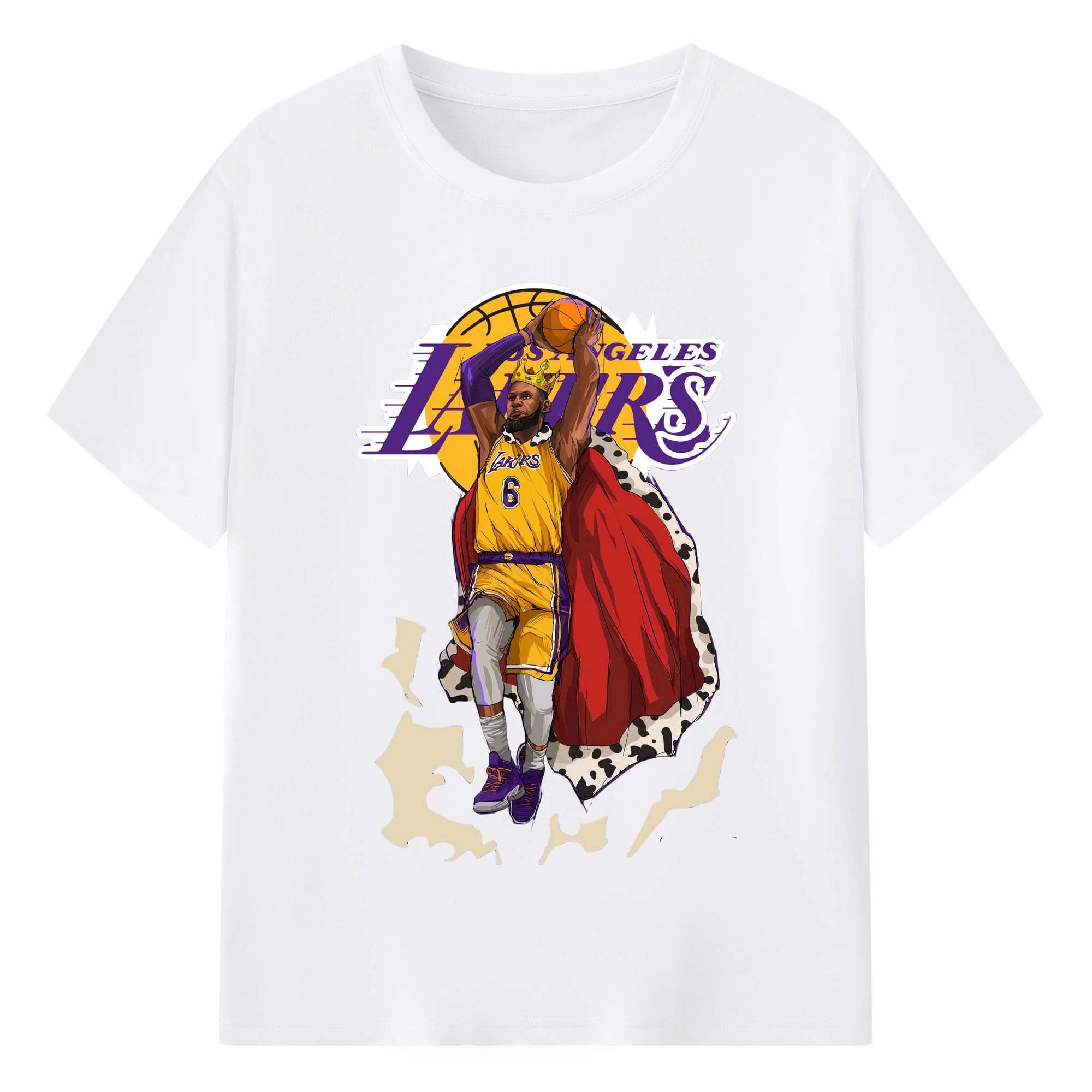 Lebron james dank Cartoon style graphic T‑Shirt - 180g Cotton T-Shirt With Front Heat Transfer Print – Soft, Lightweight, Fitted Design – Comfortable Casual Wear For Sports & Everyday Use