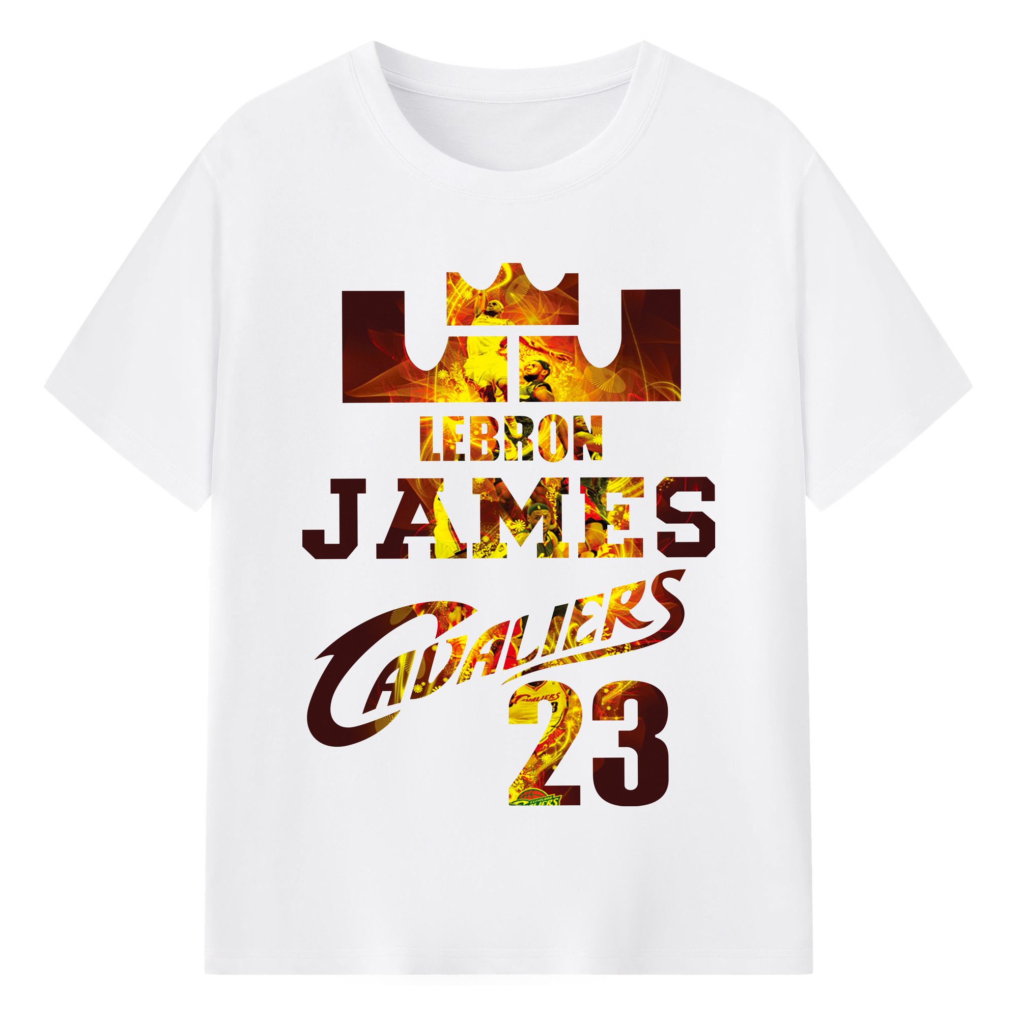 LeBron James #23 cavaliers logo t-shirt - 180g Cotton T-Shirt With Front Heat Transfer Print – Soft, Lightweight, Fitted Design – Comfortable Casual Wear For Sports & Everyday Use
