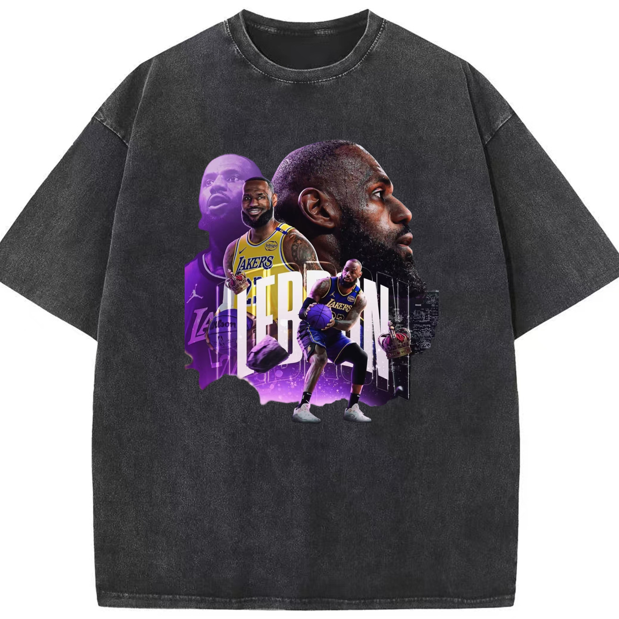 LeBron James #6 T‑Shirt - Washed Vintage Look 230g Cotton Oversized T-Shirt With Front Heat Transfer Print – Soft, Lightweight, Stylish Fit – Comfortable Casual Wear For Sports & Everyday Use