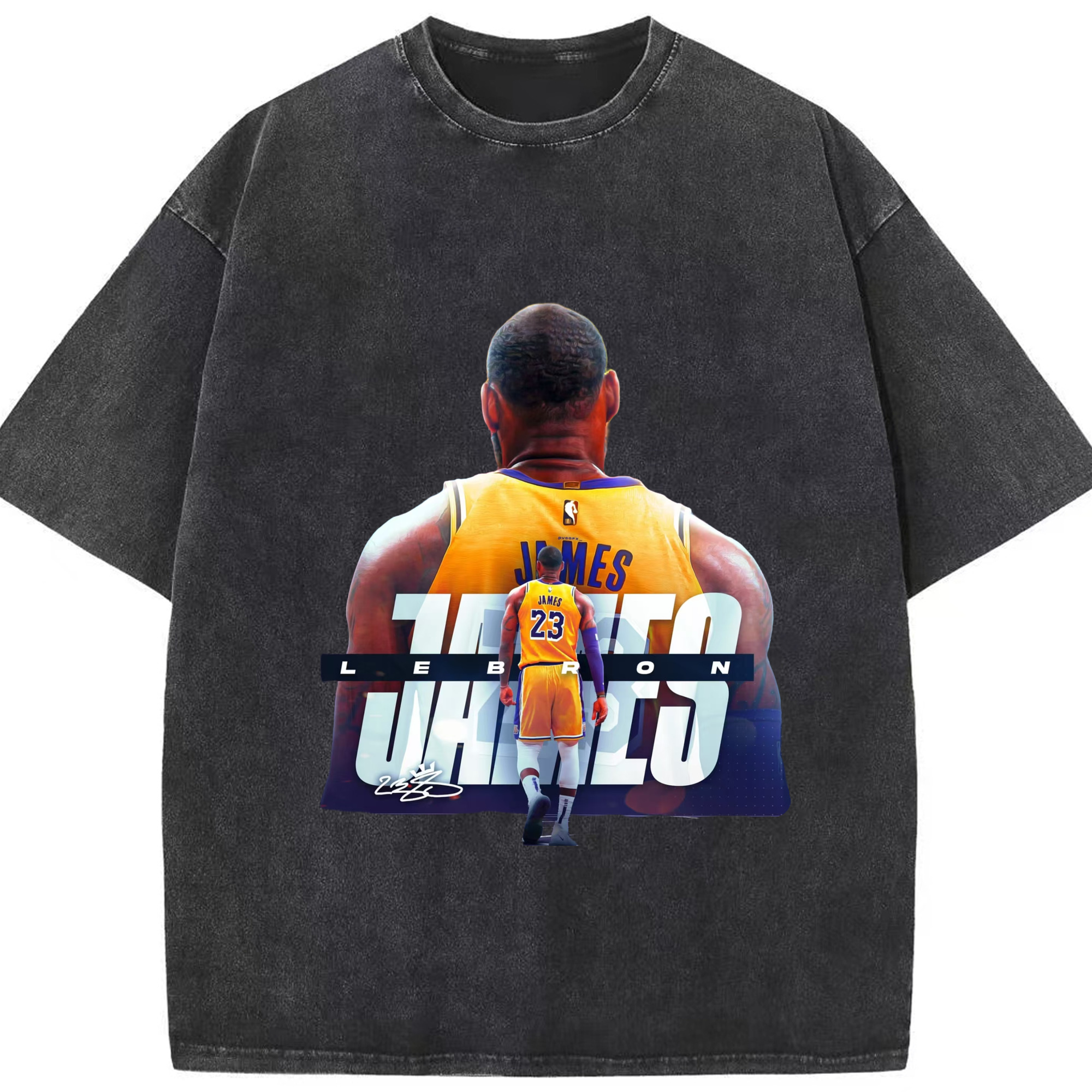 Lebron james graphic T‑Shirt - Washed Vintage Look 230g Cotton Oversized T-Shirt With Front Heat Transfer Print – Soft, Lightweight, Stylish Fit – Comfortable Casual Wear For Sports & Everyday Use