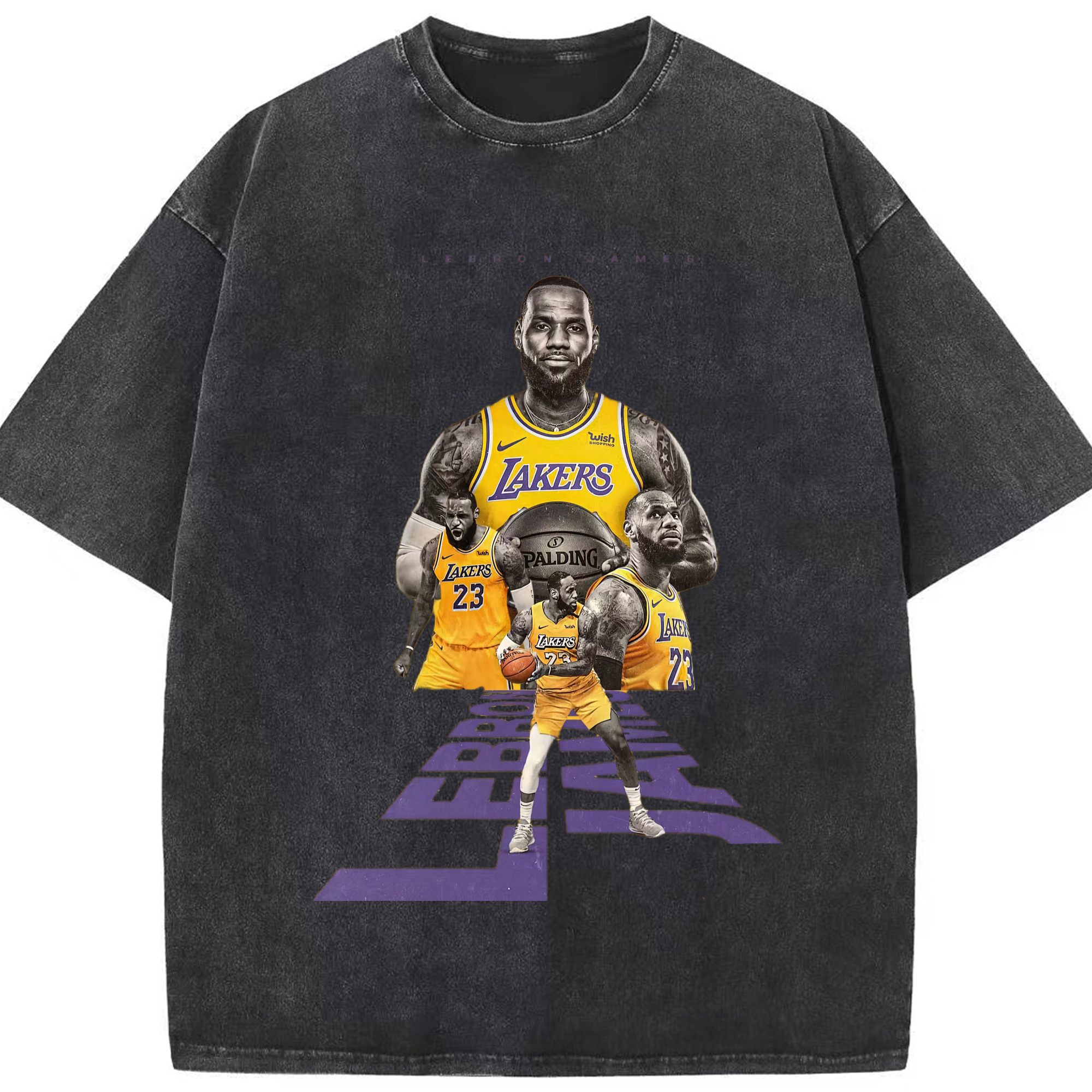 LeBron James Vintage Gold T‑Shirt - Washed Vintage Look 230g Cotton Oversized T-Shirt With Front Heat Transfer Print – Soft, Lightweight, Stylish Fit – Comfortable Casual Wear For Sports & Everyday Use