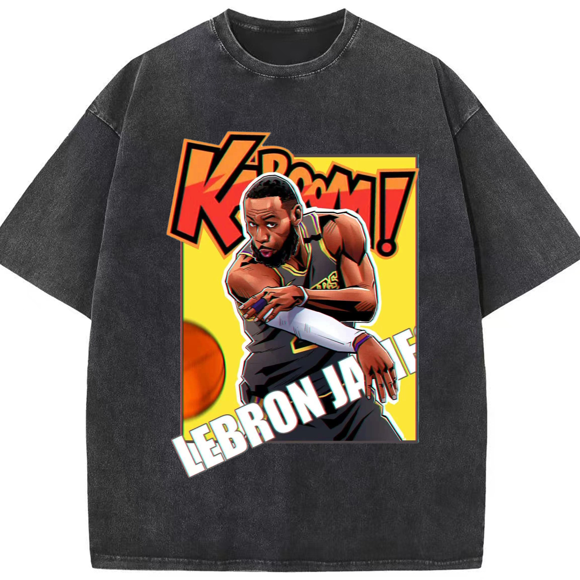 Lebron james funny t shirts - Washed Vintage Look 230g Cotton Oversized T-Shirt With Front Heat Transfer Print – Soft, Lightweight, Stylish Fit – Comfortable Casual Wear For Sports & Everyday Use