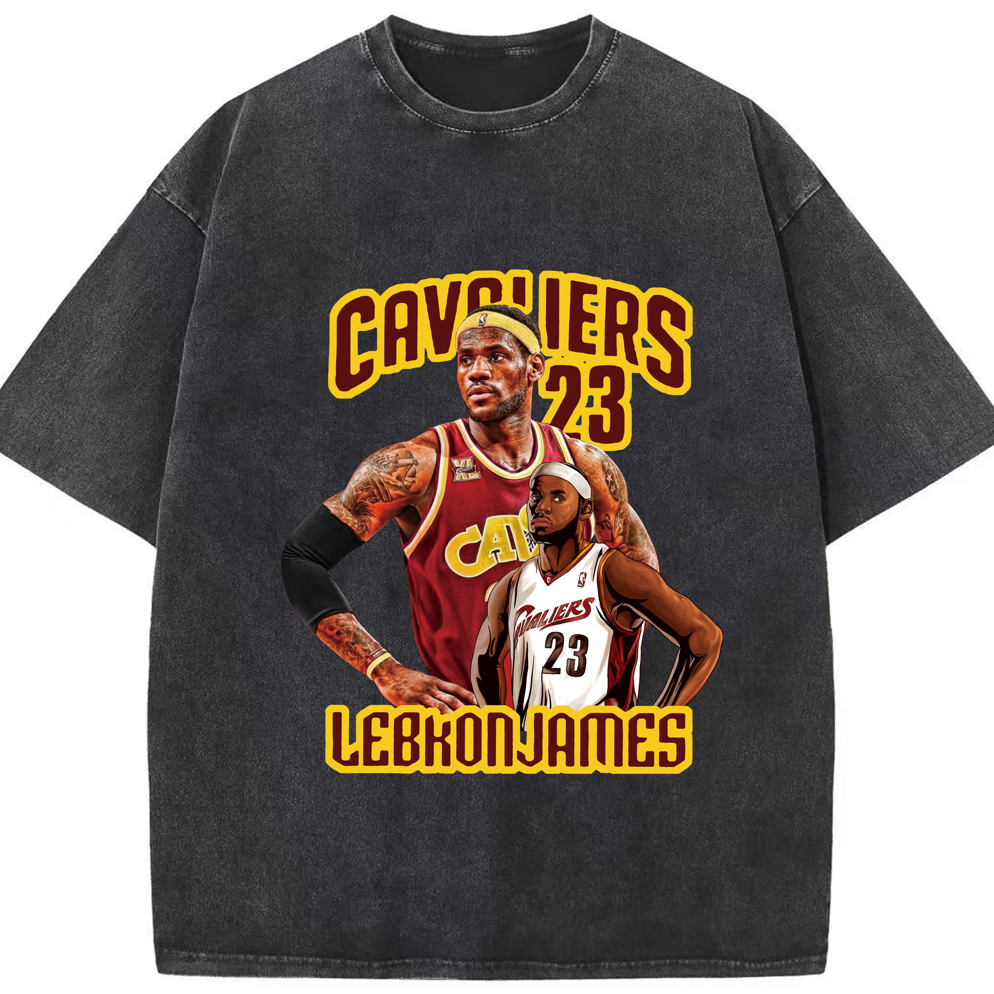 LeBron James cavaliers 1.0 period #23 t-shirt - Washed Vintage Look 230g Cotton Oversized T-Shirt With Front Heat Transfer Print – Soft, Lightweight, Stylish Fit – Comfortable Casual Wear For Sports & Everyday Use