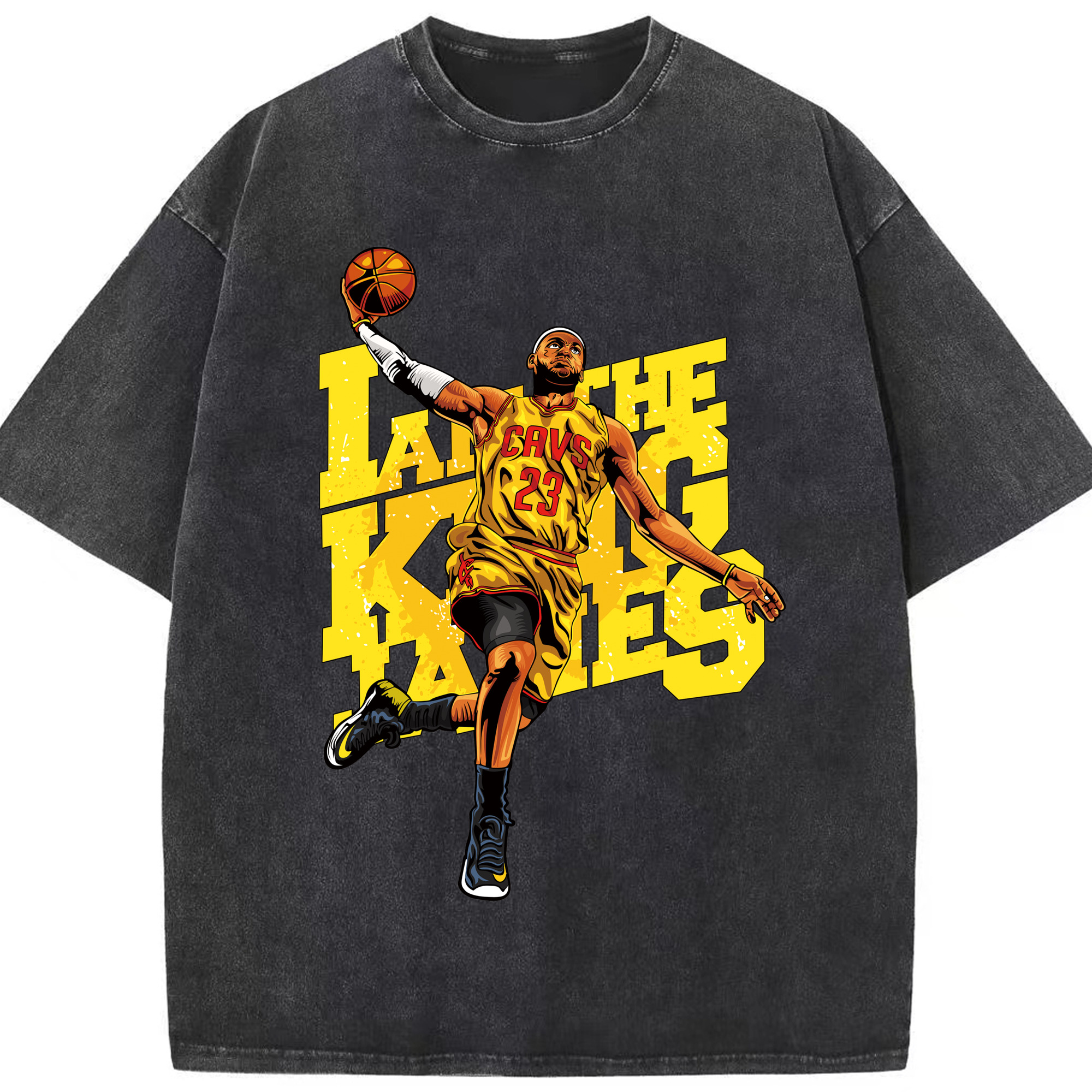 LeBron James cavaliers #23 dank t shirts - Washed Vintage Look 230g Cotton Oversized T-Shirt With Front Heat Transfer Print – Soft, Lightweight, Stylish Fit – Comfortable Casual Wear For Sports & Everyday Use