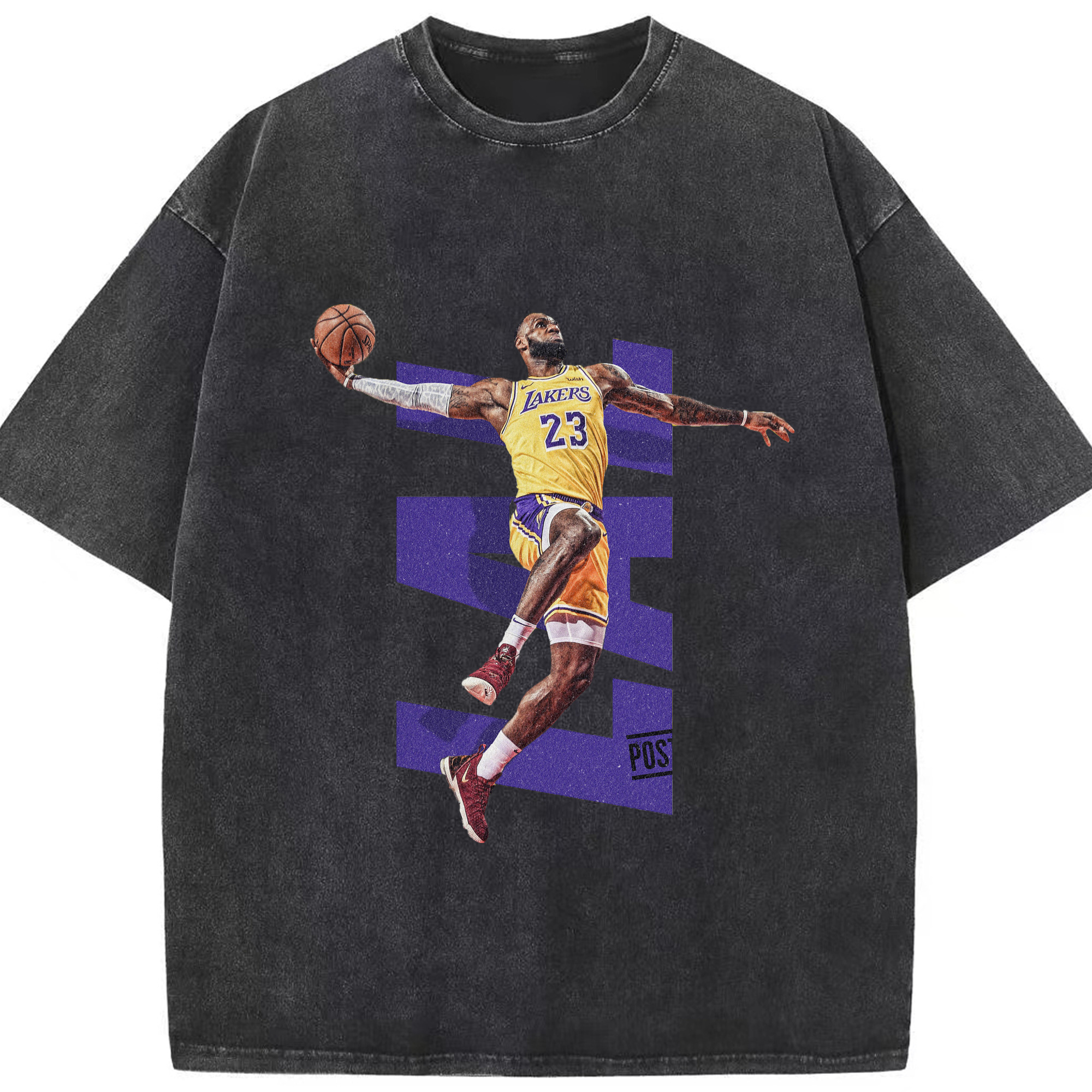LeBron James LAL dank T‑Shirt - Washed Vintage Look 230g Cotton Oversized T-Shirt With Front Heat Transfer Print – Soft, Lightweight, Stylish Fit – Comfortable Casual Wear For Sports & Everyday Use