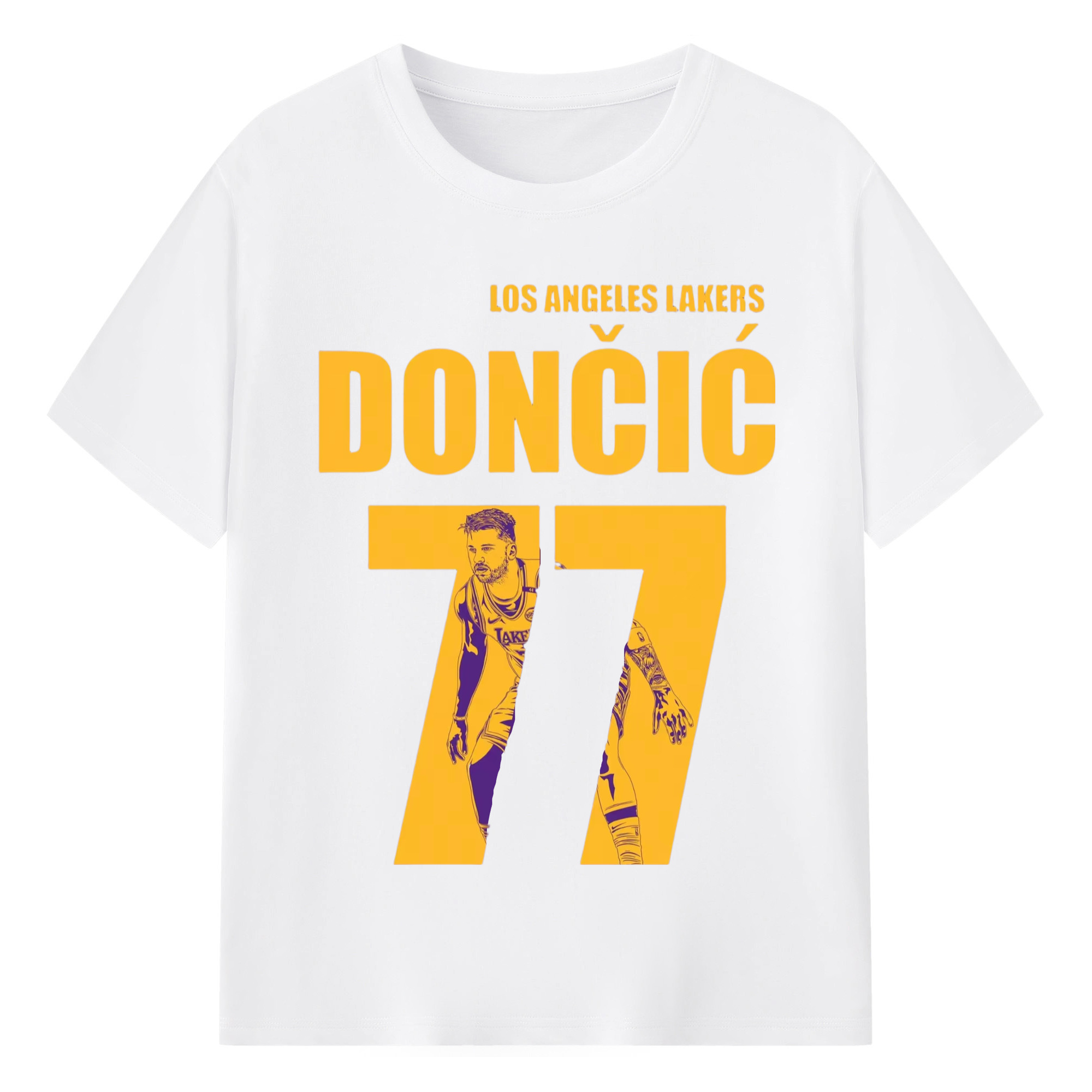 Luka Doncic #77 Shirt - 180g Cotton T-Shirt With Front Heat Transfer Print – Soft, Lightweight, Fitted Design – Comfortable Casual Wear For Sports & Everyday Use