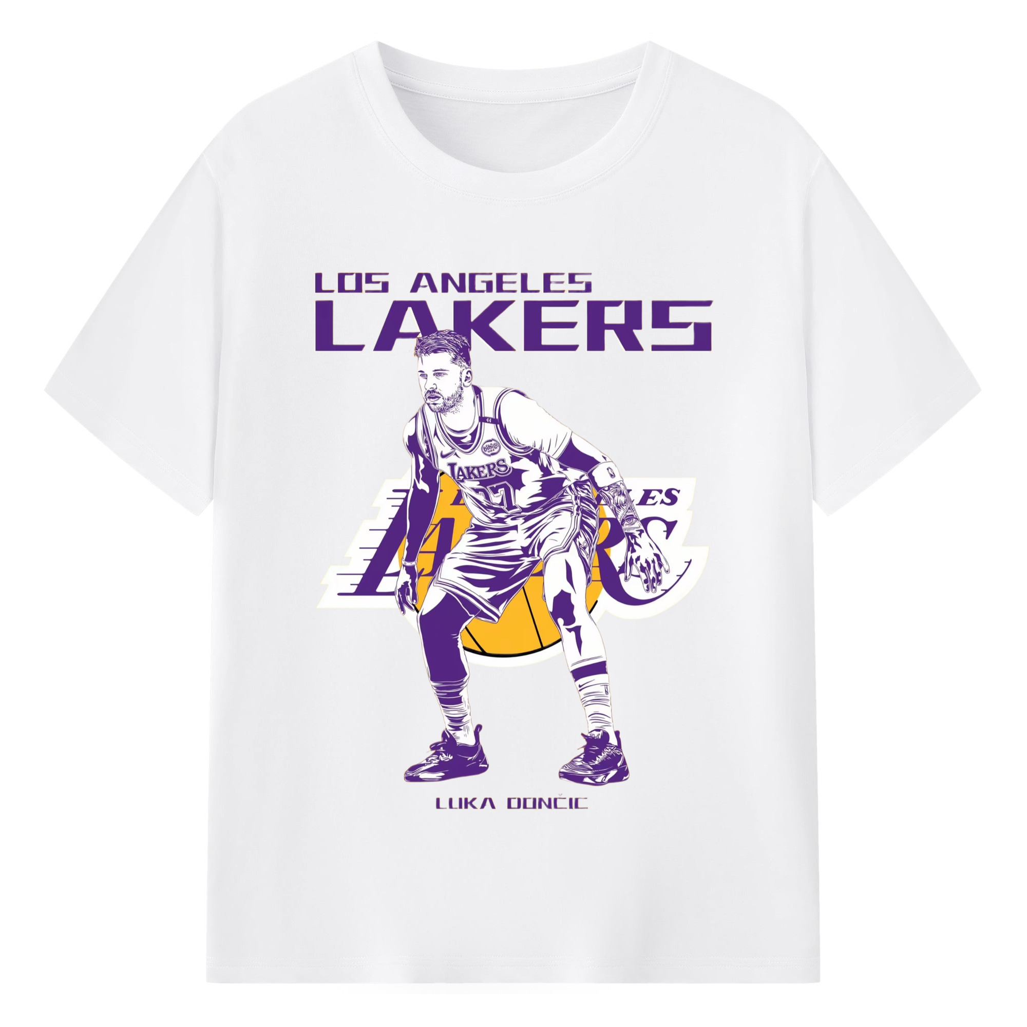 Luka Doncic Lakers T-Shirt - 180g Cotton T-Shirt With Front Heat Transfer Print – Soft, Lightweight, Fitted Design – Comfortable Casual Wear For Sports & Everyday Use