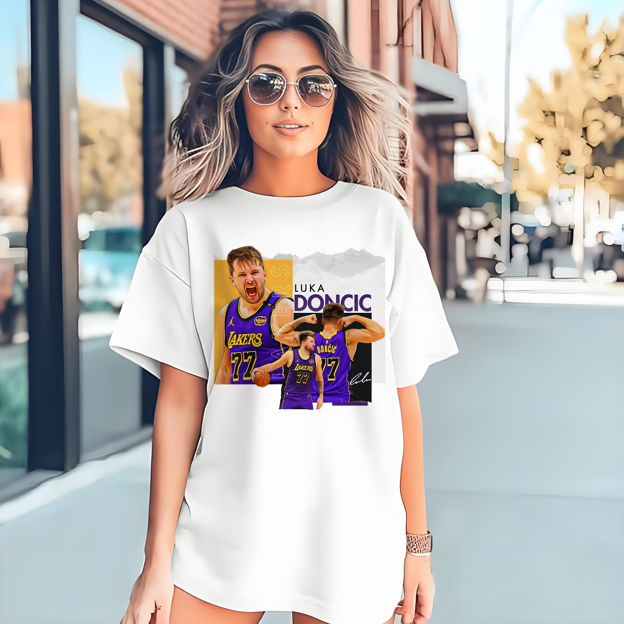 Luka Dončić  Lakers Celebration Action T‑Shirt