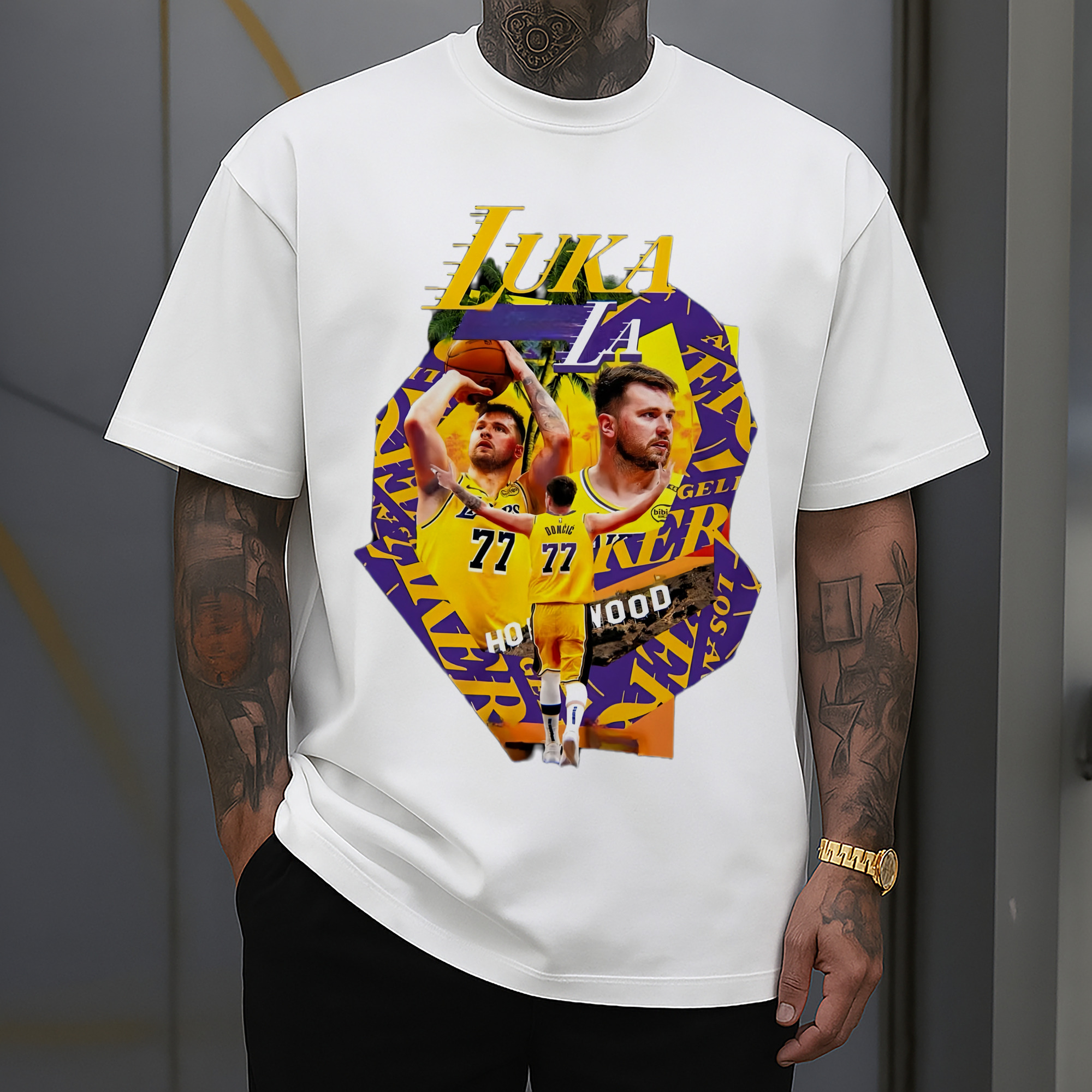 Luka Dončić Lakers Collage graphic T‑Shirt