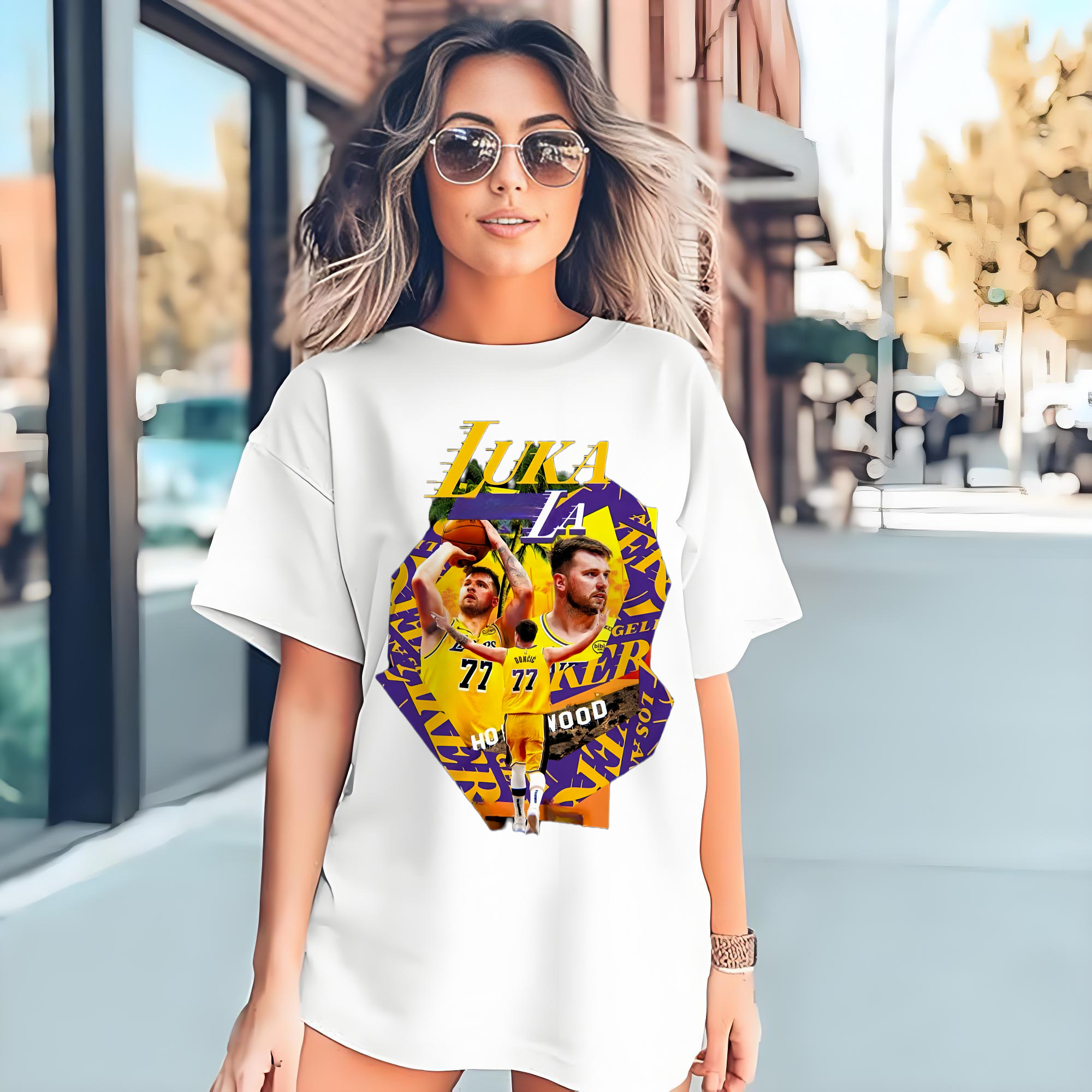 Luka Dončić Lakers Collage graphic T‑Shirt