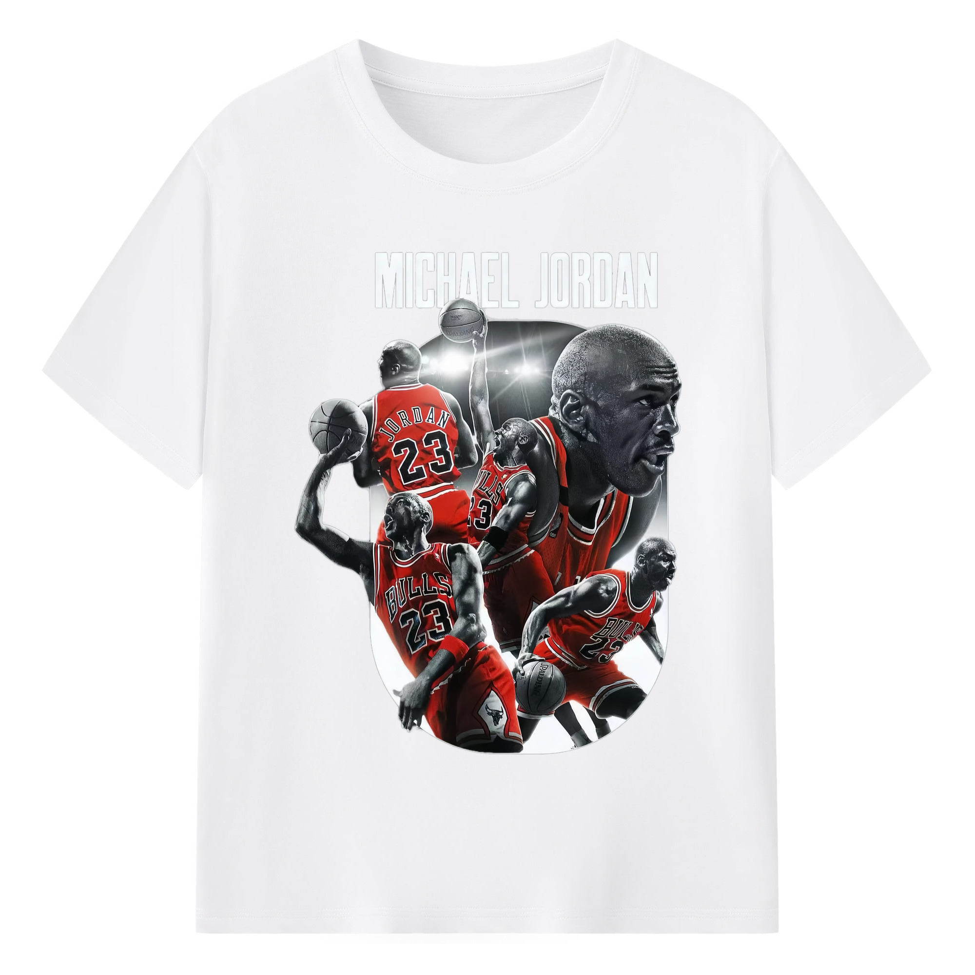 Michael Jordan Collage graphic T‑Shirt - 180g Cotton T-Shirt With Front Heat Transfer Print – Soft, Lightweight, Fitted Design – Comfortable Casual Wear For Sports & Everyday Use