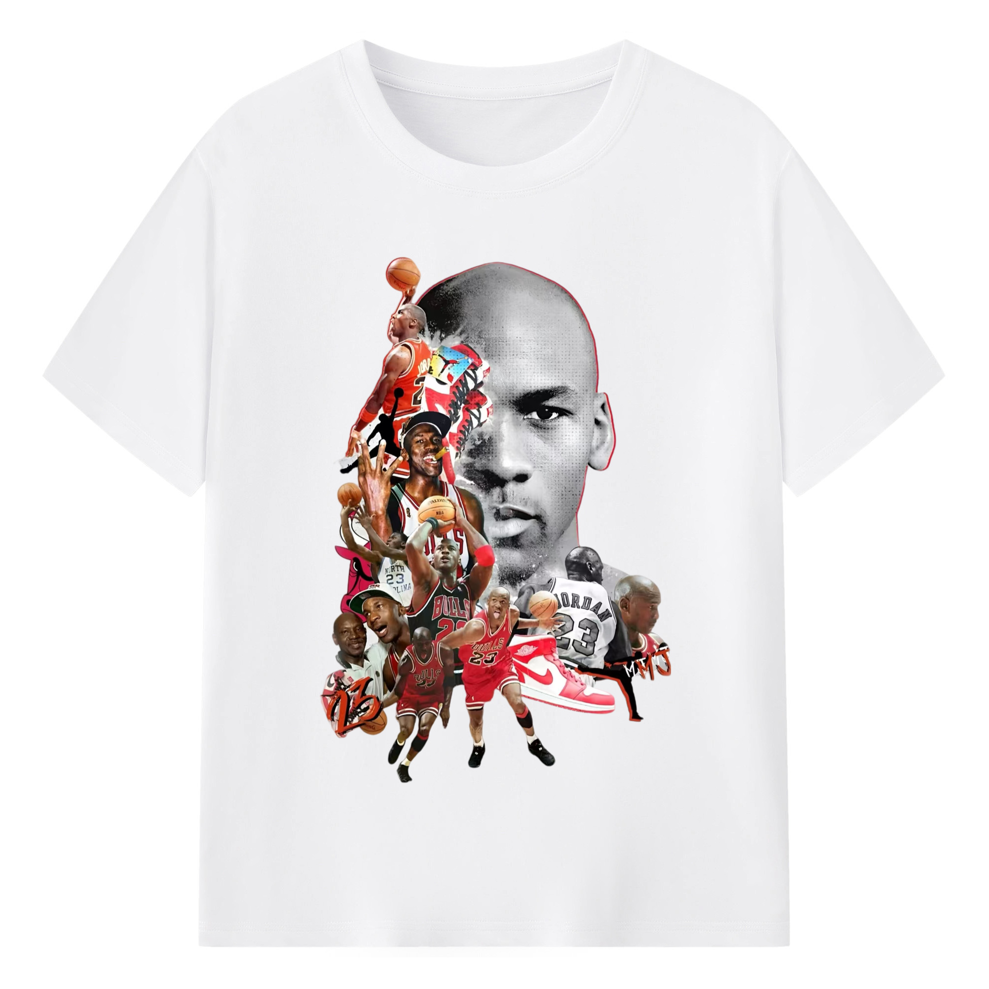 Michael jordan graphic t shirt - 180g Cotton T-Shirt With Front Heat Transfer Print – Soft, Lightweight, Fitted Design – Comfortable Casual Wear For Sports & Everyday Use