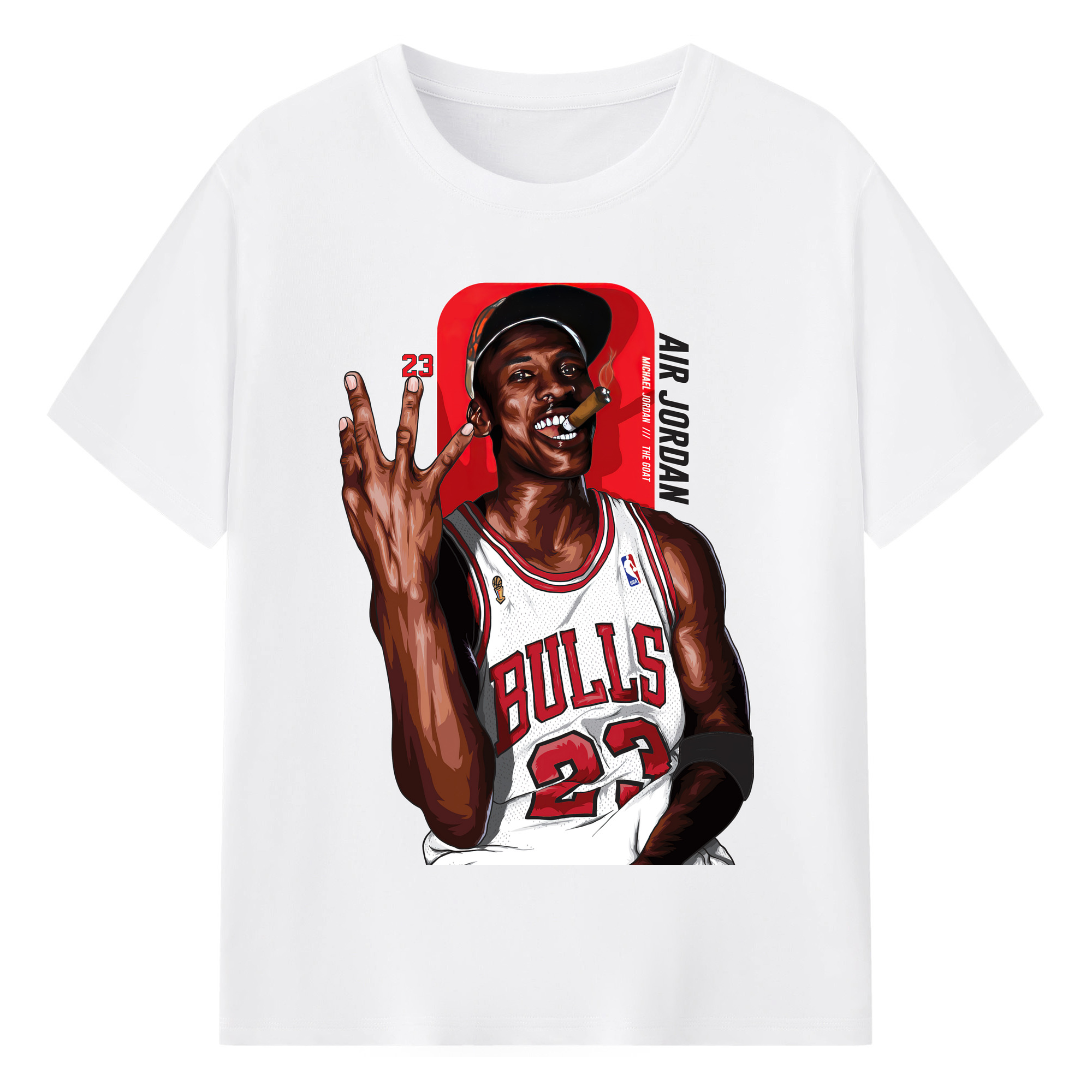 Michael Jordan 3-Peat Champions Shirt - 180g Cotton T-Shirt With Front Heat Transfer Print – Soft, Lightweight, Fitted Design – Comfortable Casual Wear For Sports & Everyday Use