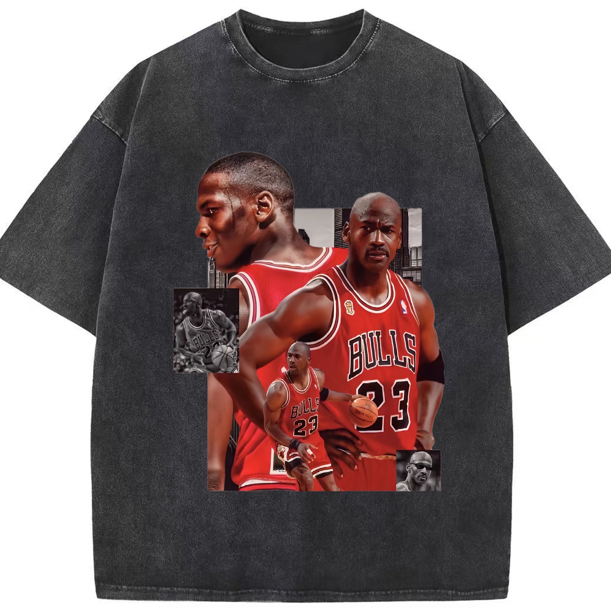 Michael Jordan #23 Shirt - Washed Vintage Look 230g Cotton Oversized T-Shirt With Front Heat Transfer Print – Soft, Lightweight, Stylish Fit – Comfortable Casual Wear For Sports & Everyday Use