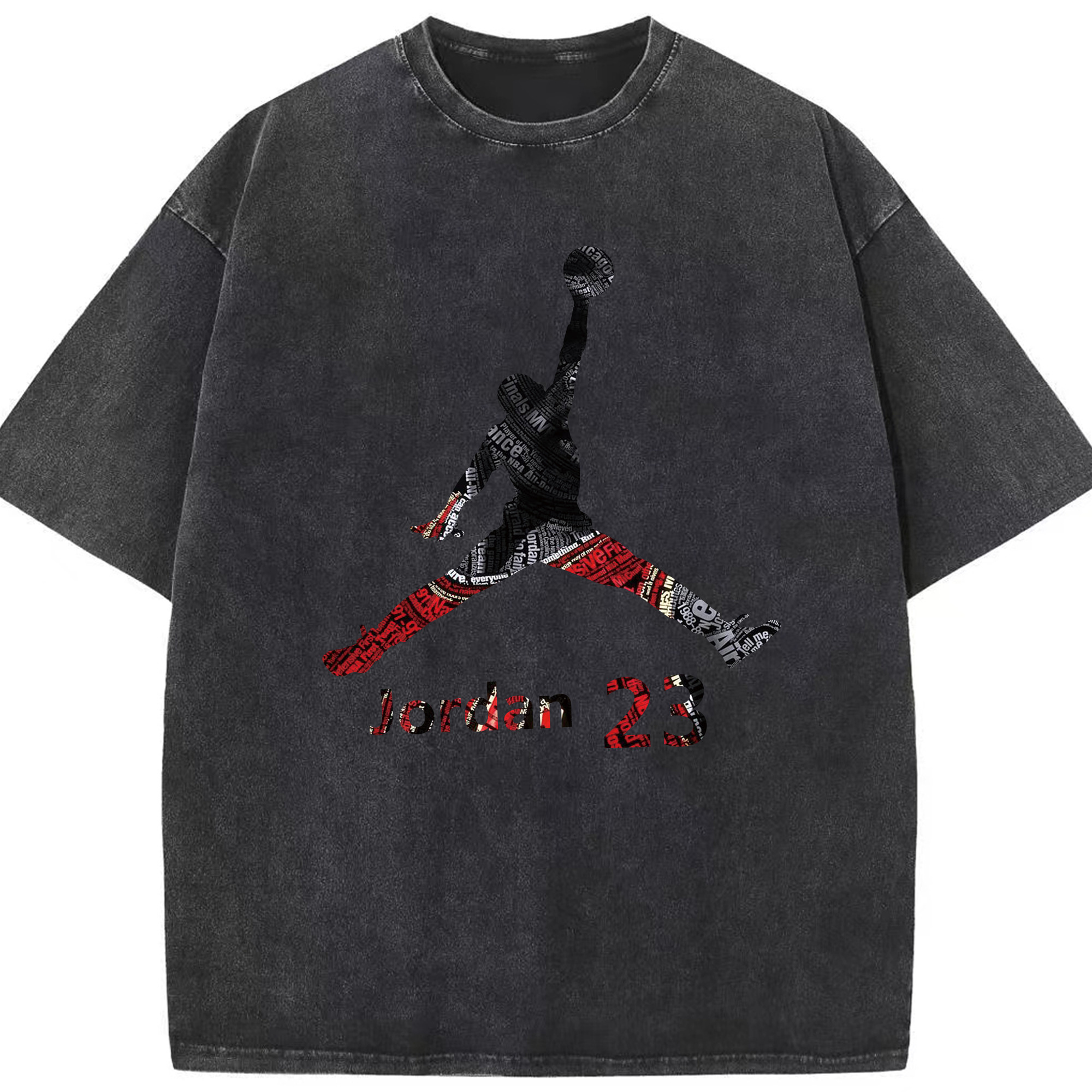 Michael Jordan Bulls Air Jordan logo Shirt - Washed Vintage Look 230g Cotton Oversized T-Shirt With Front Heat Transfer Print – Soft, Lightweight, Stylish Fit – Comfortable Casual Wear For Sports & Everyday Use