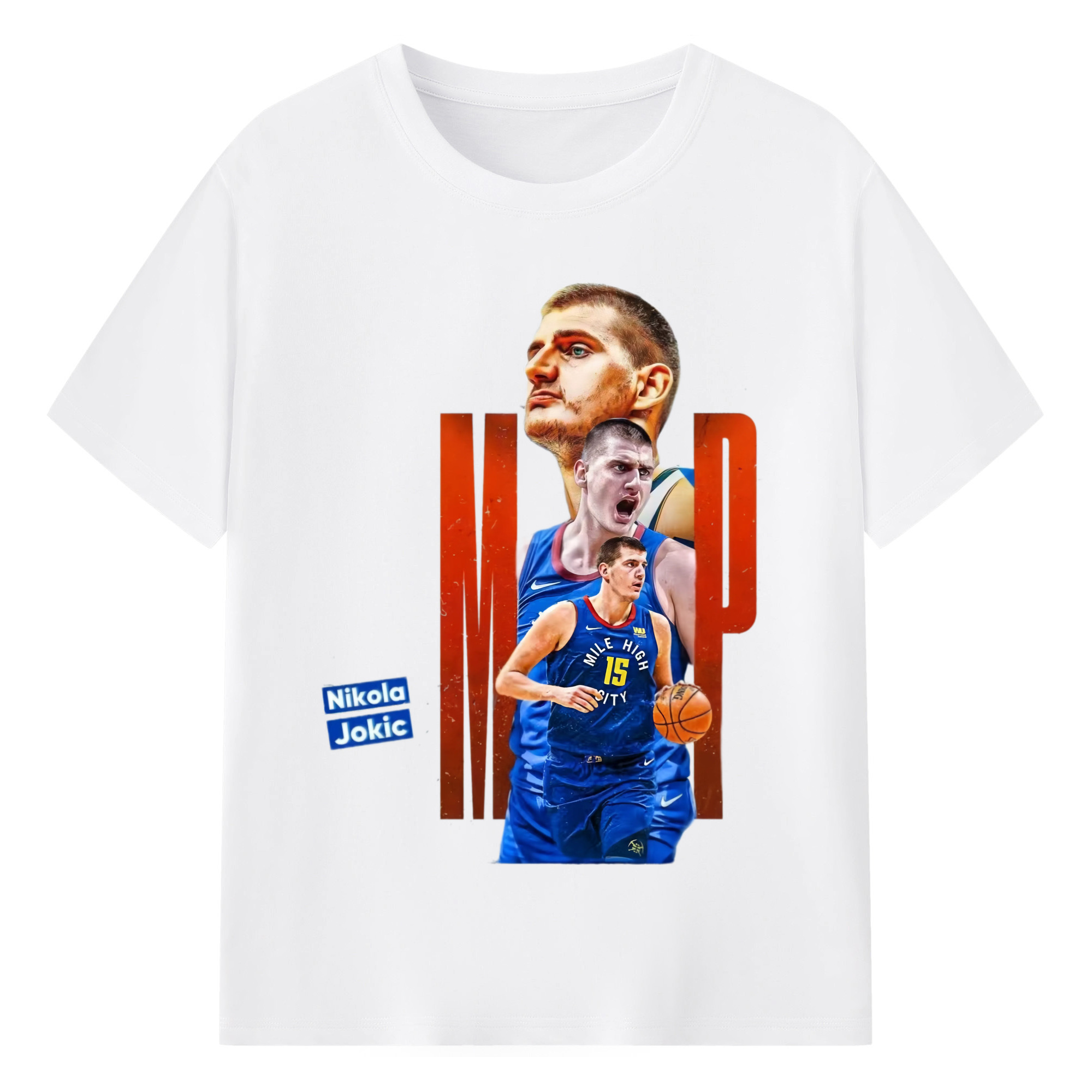 Nikola Jokić Nuggets mvp T-shirt - 180g Cotton T-Shirt With Front Heat Transfer Print – Soft, Lightweight, Fitted Design – Comfortable Casual Wear For Sports & Everyday Use