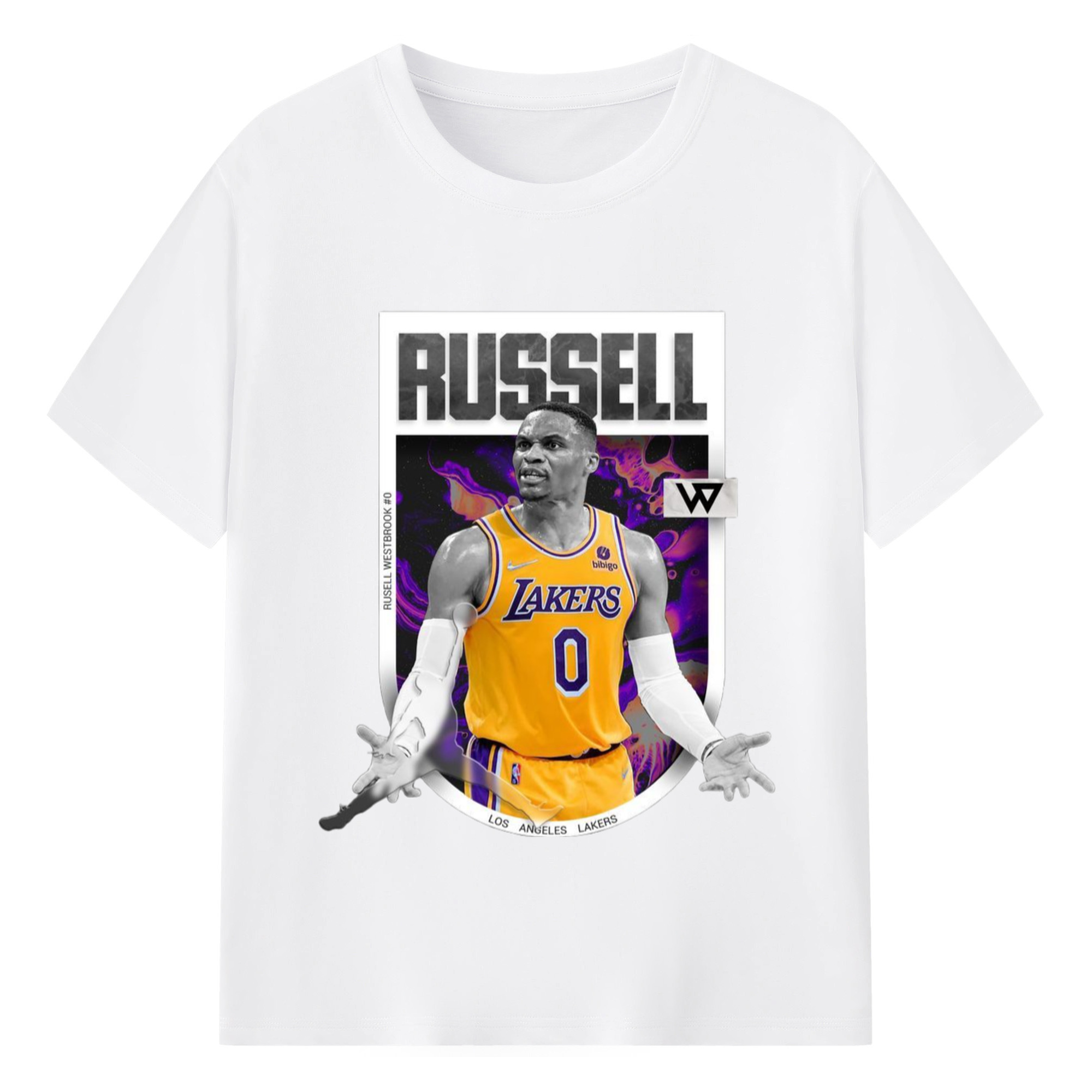 Russell westbrook Lakers palms up t shirt - 180g Cotton T-Shirt With Front Heat Transfer Print – Soft, Lightweight, Fitted Design – Comfortable Casual Wear For Sports & Everyday Use