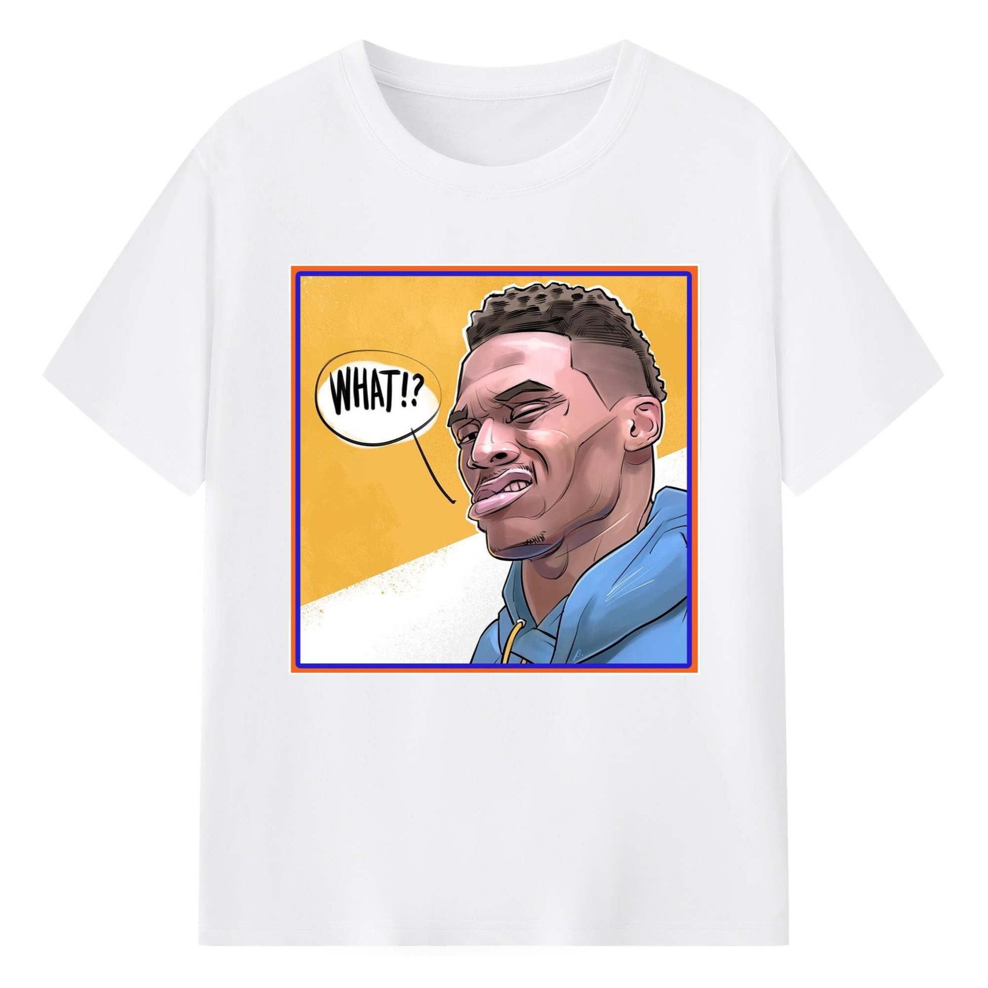 Russell Westbrook Doubtful expression graphic T‑Shirt - 180g Cotton T-Shirt With Front Heat Transfer Print – Soft, Lightweight, Fitted Design – Comfortable Casual Wear For Sports & Everyday Use