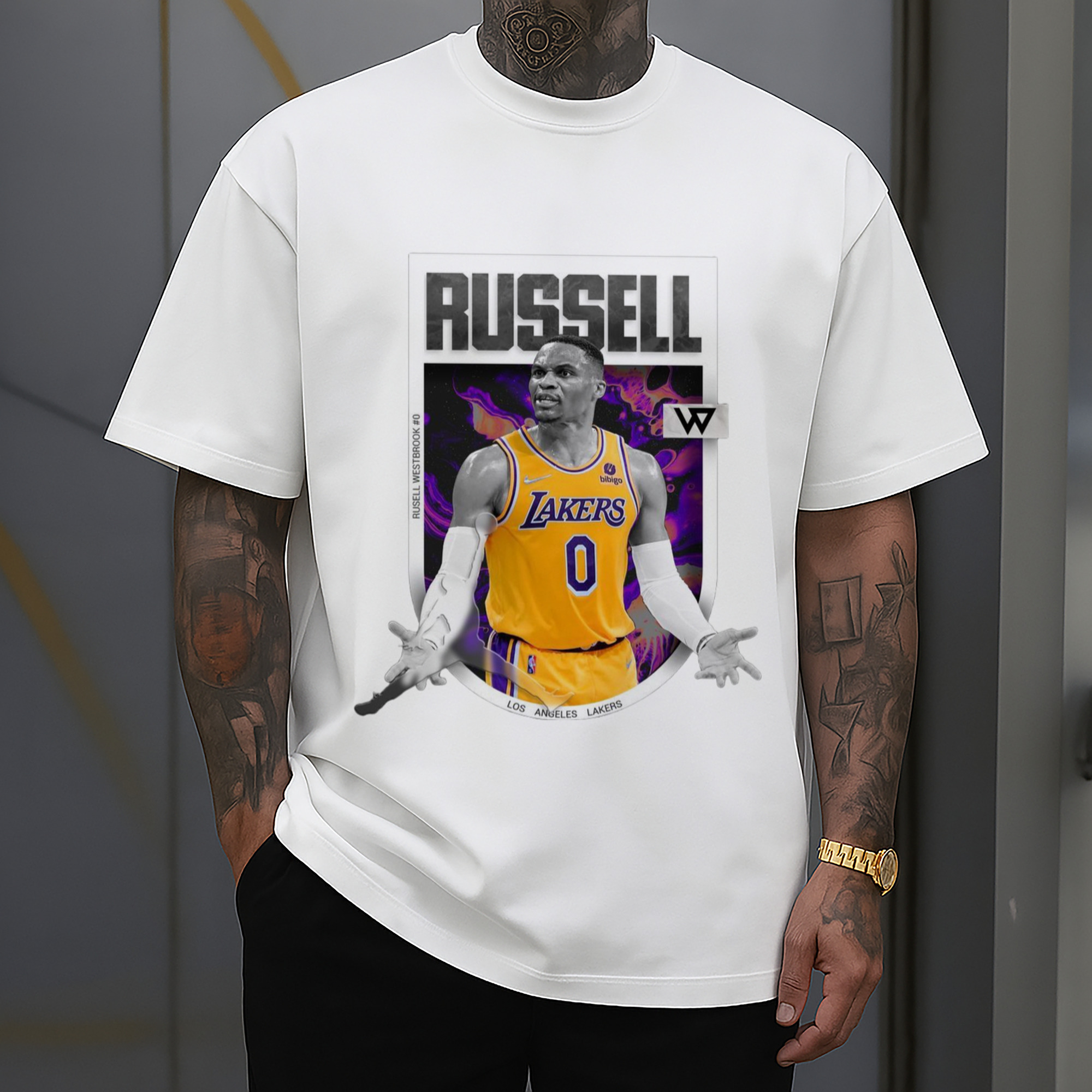 russell westbrook Lakers palms up t shirt