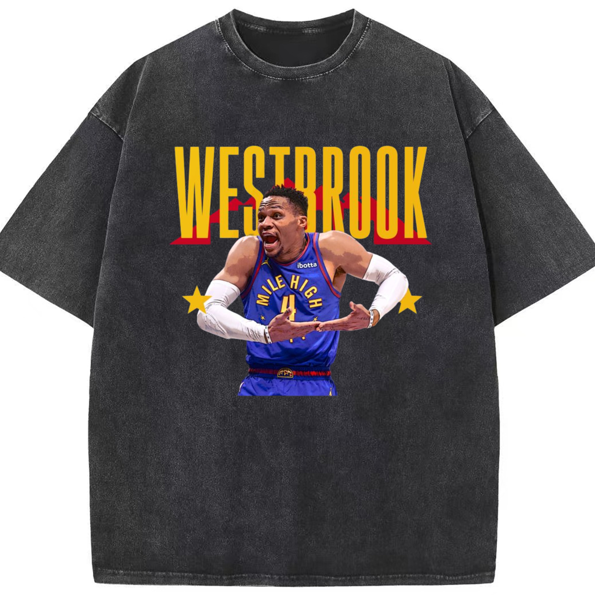 Russell Westbrook shark baby t shirt - Washed Vintage Look 230g Cotton Oversized T-Shirt With Front Heat Transfer Print – Soft, Lightweight, Stylish Fit – Comfortable Casual Wear For Sports & Everyday Use