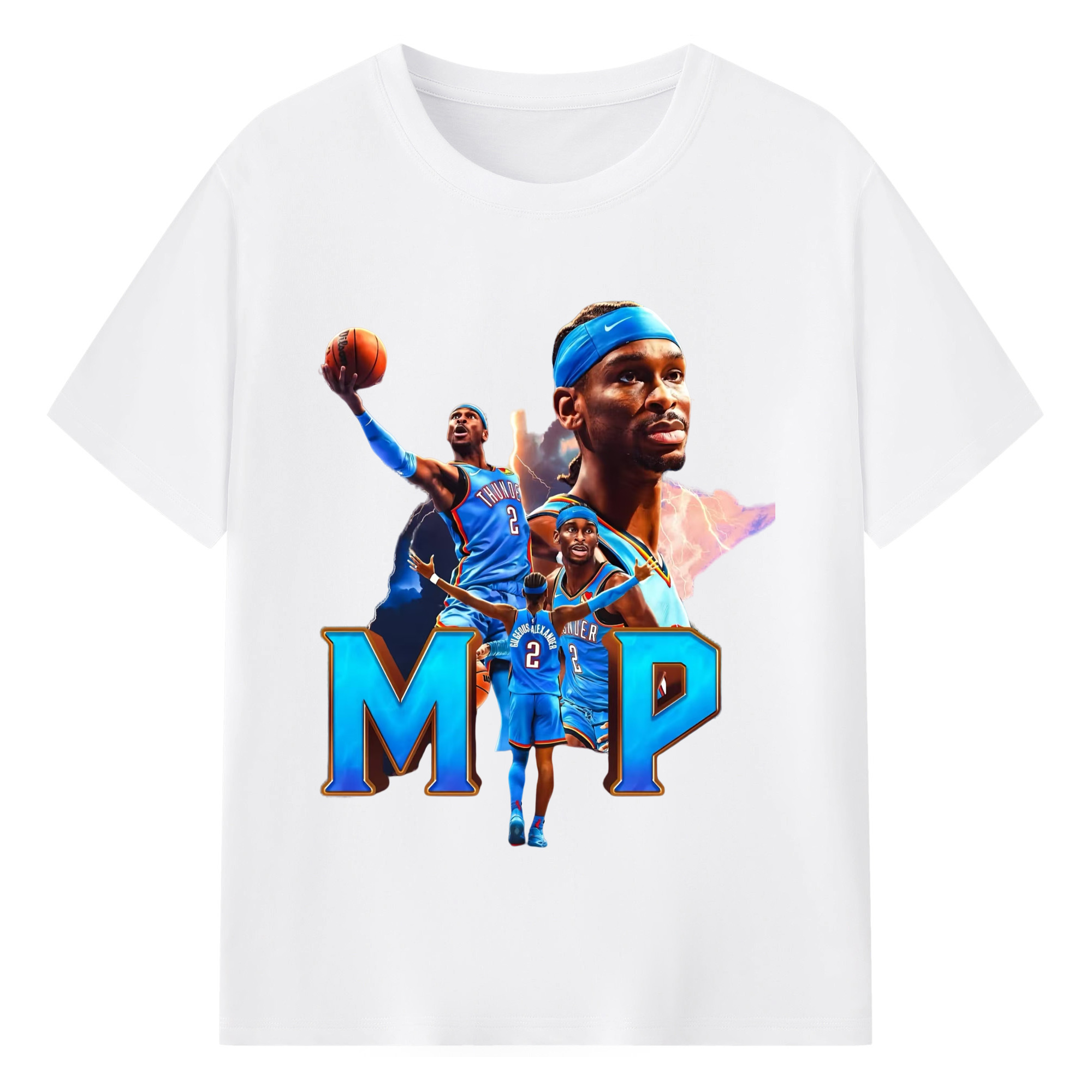 Shai Gilgeous-Alexander mvp T-shirt - 180g Cotton T-Shirt With Front Heat Transfer Print – Soft, Lightweight, Fitted Design – Comfortable Casual Wear For Sports & Everyday Use