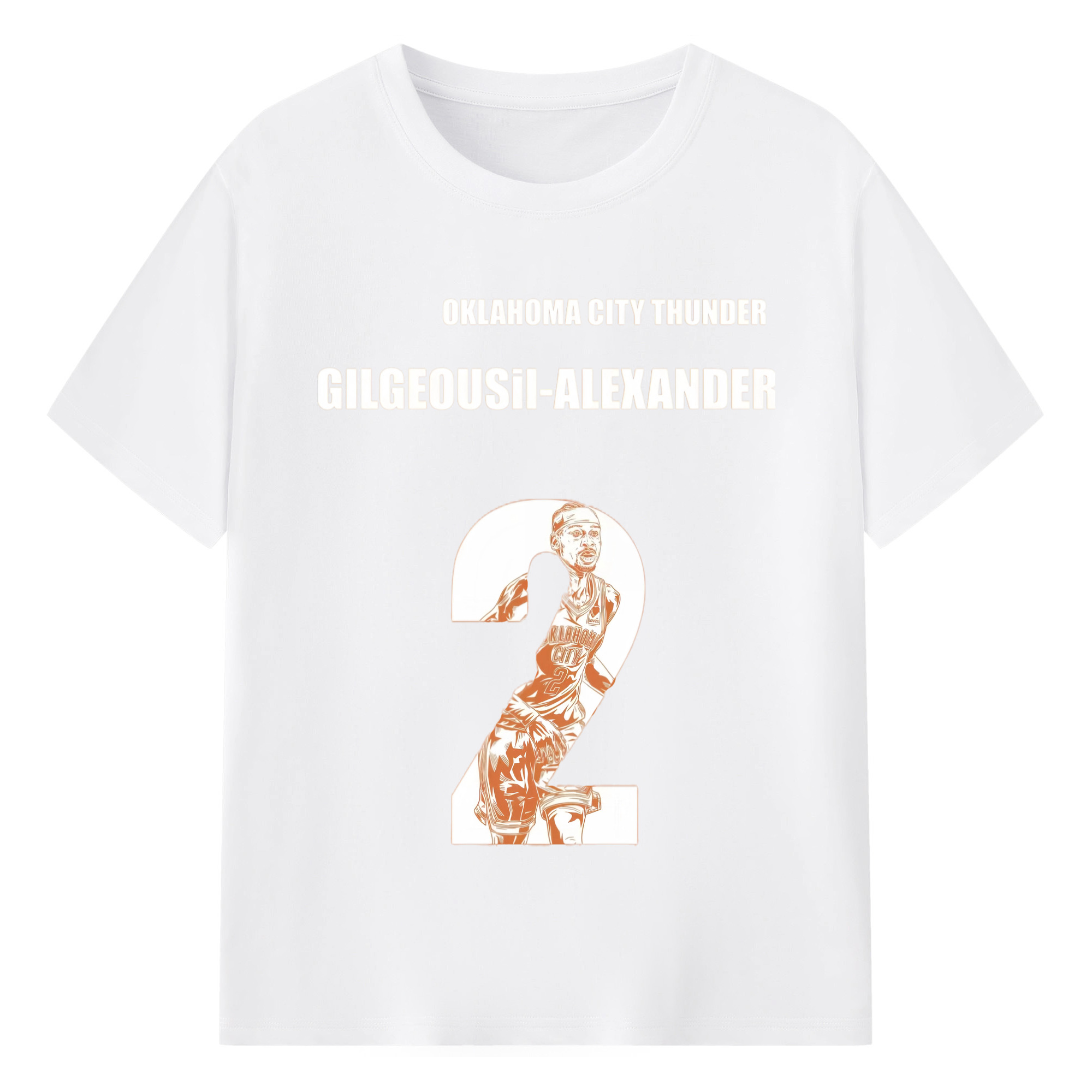 Shai Gilgeous-Alexander #2 graphic T‑Shirt - 180g Cotton T-Shirt With Front Heat Transfer Print – Soft, Lightweight, Fitted Design – Comfortable Casual Wear For Sports & Everyday Use