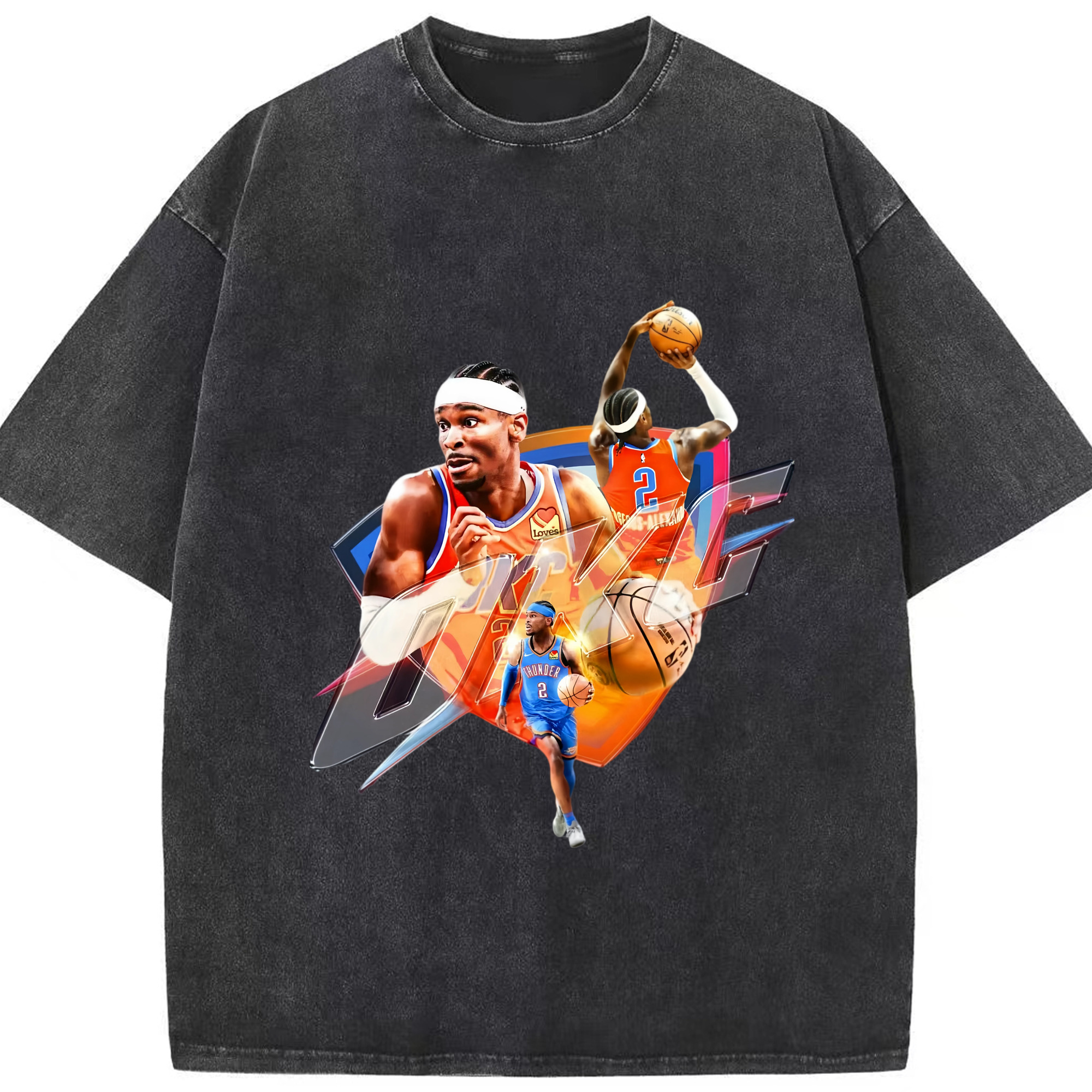 SGA #2 Graphic T-Shirt - Washed Vintage Look 230g Cotton Oversized T-Shirt With Front Heat Transfer Print – Soft, Lightweight, Stylish Fit – Comfortable Casual Wear For Sports & Everyday Use