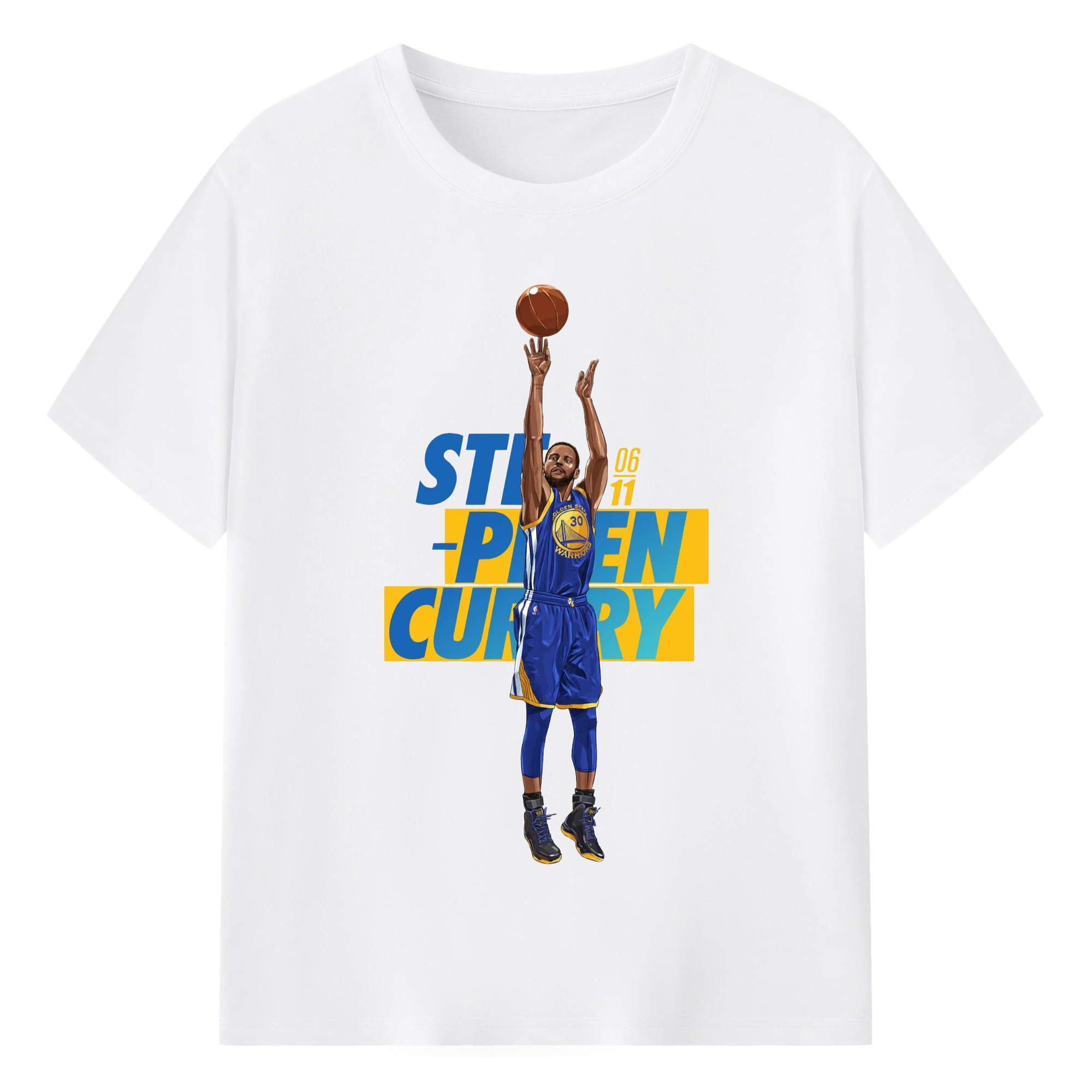 Stephen Curry 3 points to take action T-shirt - 180g Cotton T-Shirt With Front Heat Transfer Print – Soft, Lightweight, Fitted Design – Comfortable Casual Wear For Sports & Everyday Use