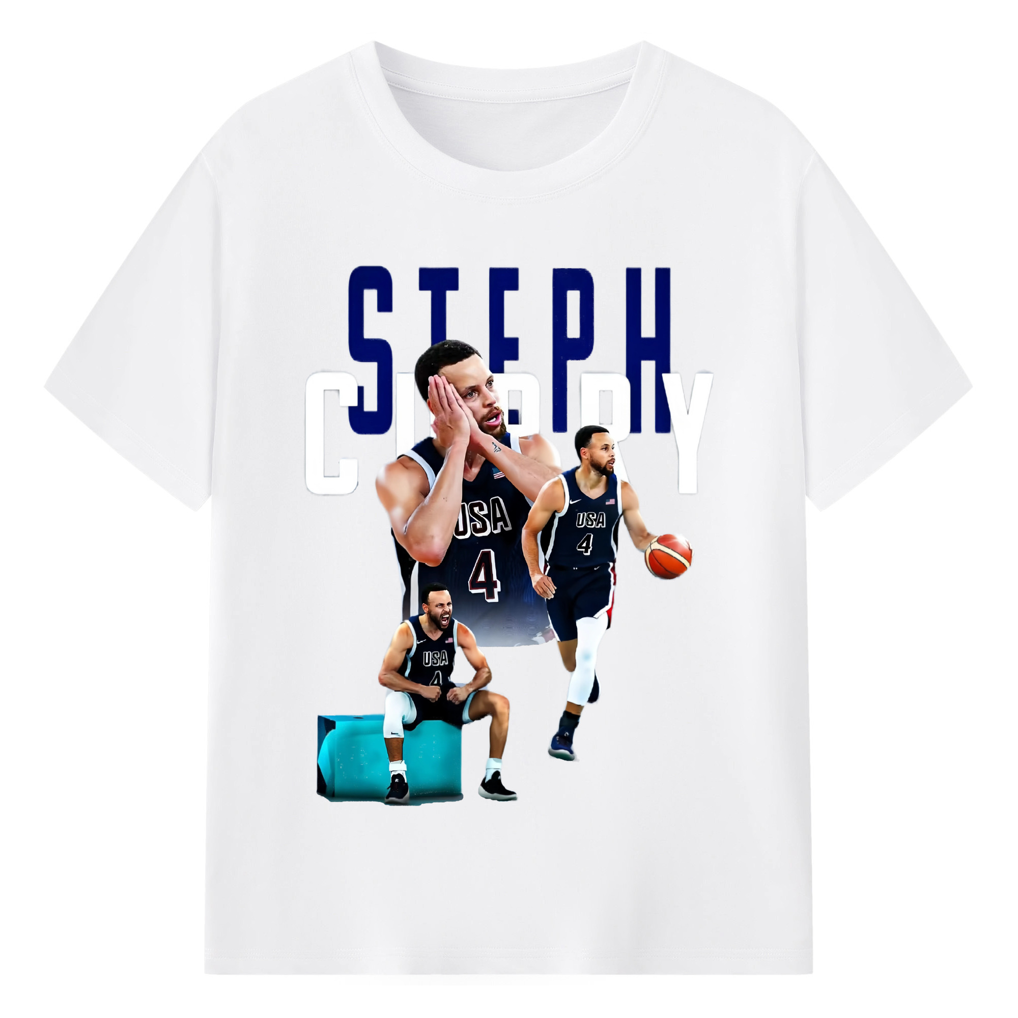 Stephen Curry usa night！night！T-shirt - 180g Cotton T-Shirt With Front Heat Transfer Print – Soft, Lightweight, Fitted Design – Comfortable Casual Wear For Sports & Everyday Use