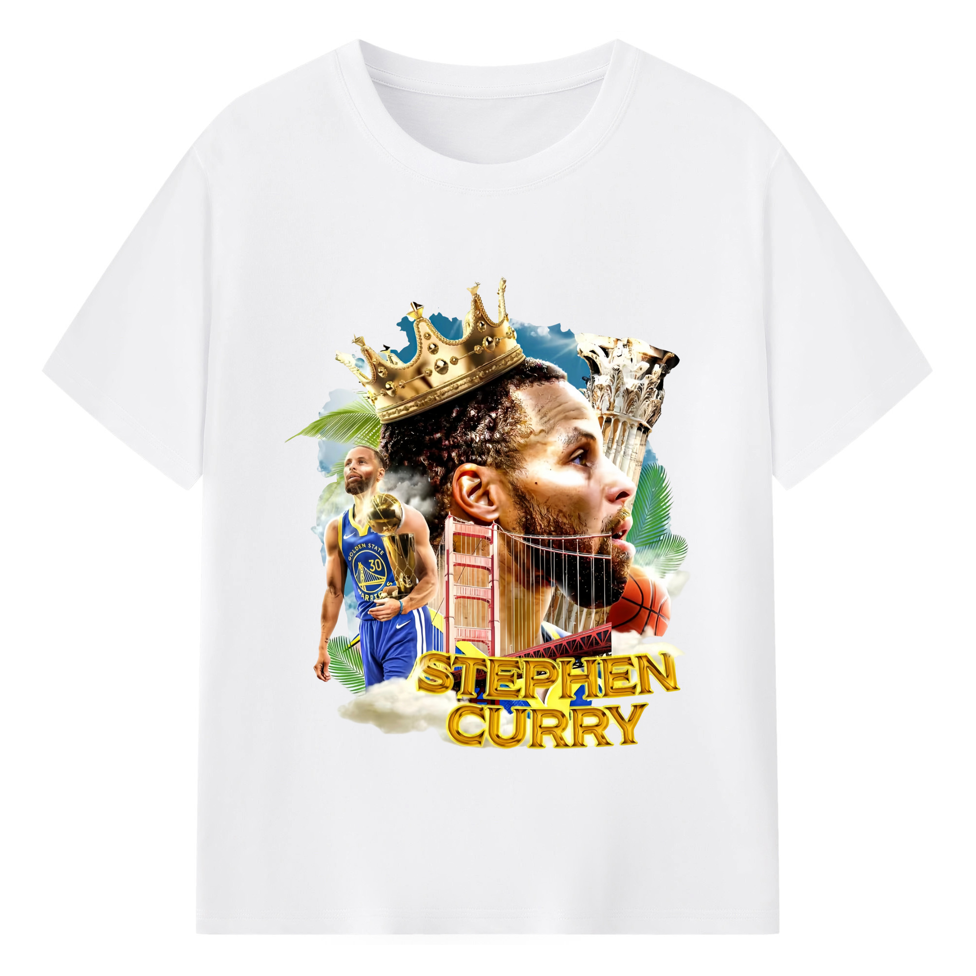 Steph Curry Golden State Warriors T-shirt - 180g Cotton T-Shirt With Front Heat Transfer Print – Soft, Lightweight, Fitted Design – Comfortable Casual Wear For Sports & Everyday Use