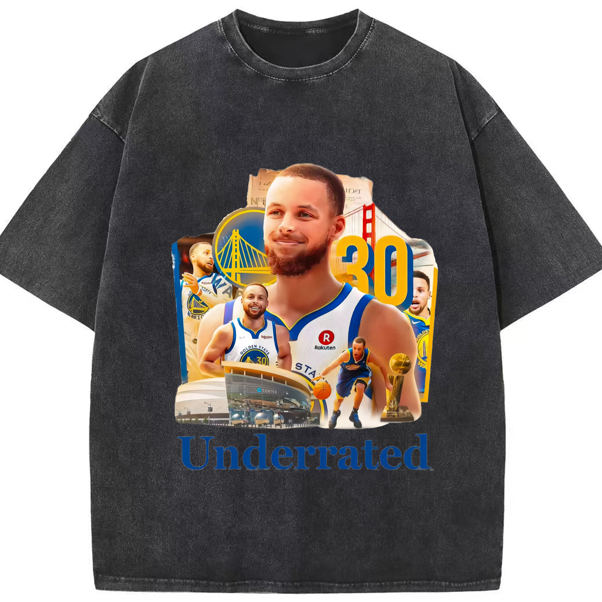 Stephen Curry #30 Warriors T-shirt - Washed Vintage Look 230g Cotton Oversized T-Shirt With Front Heat Transfer Print – Soft, Lightweight, Stylish Fit – Comfortable Casual Wear For Sports & Everyday Use