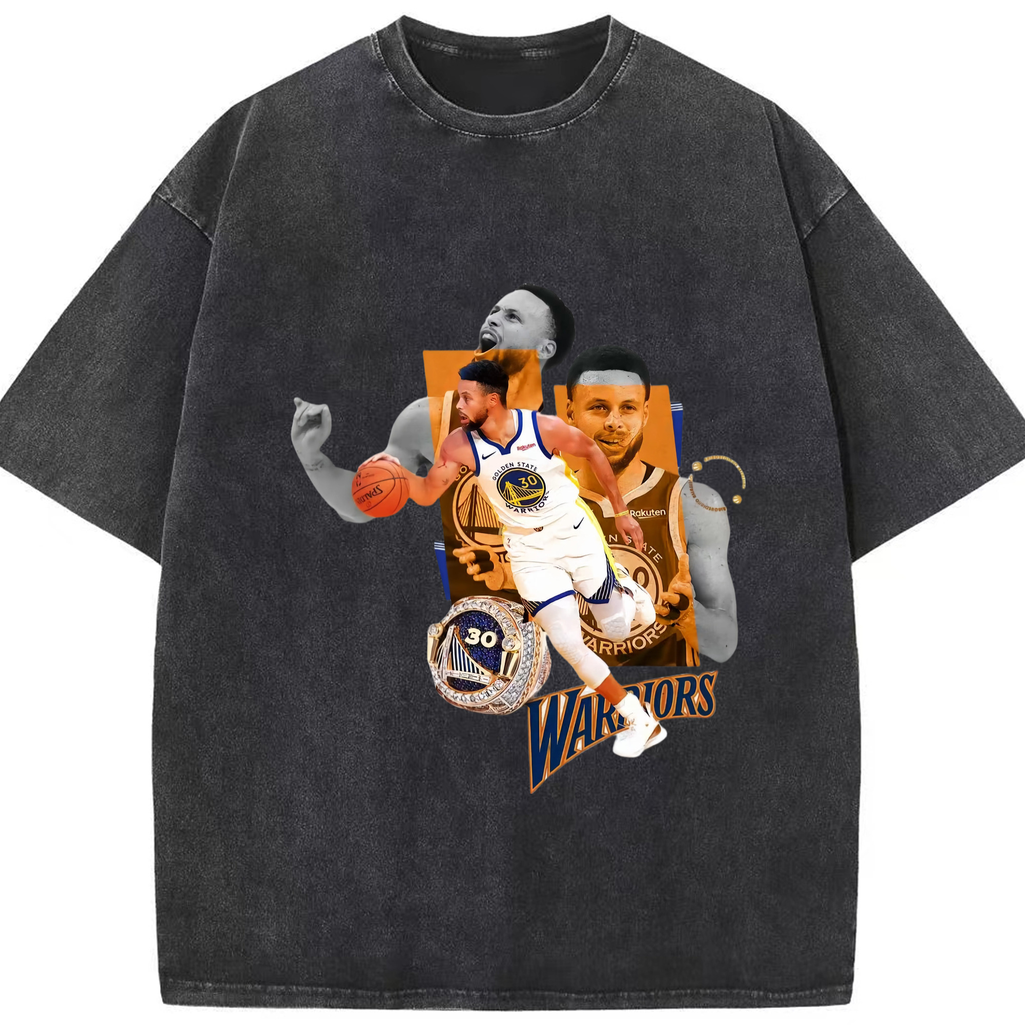 Stephen Golden State Warriors Curry #30 t-shirt - Washed Vintage Look 230g Cotton Oversized T-Shirt With Front Heat Transfer Print – Soft, Lightweight, Stylish Fit – Comfortable Casual Wear For Sports & Everyday Use