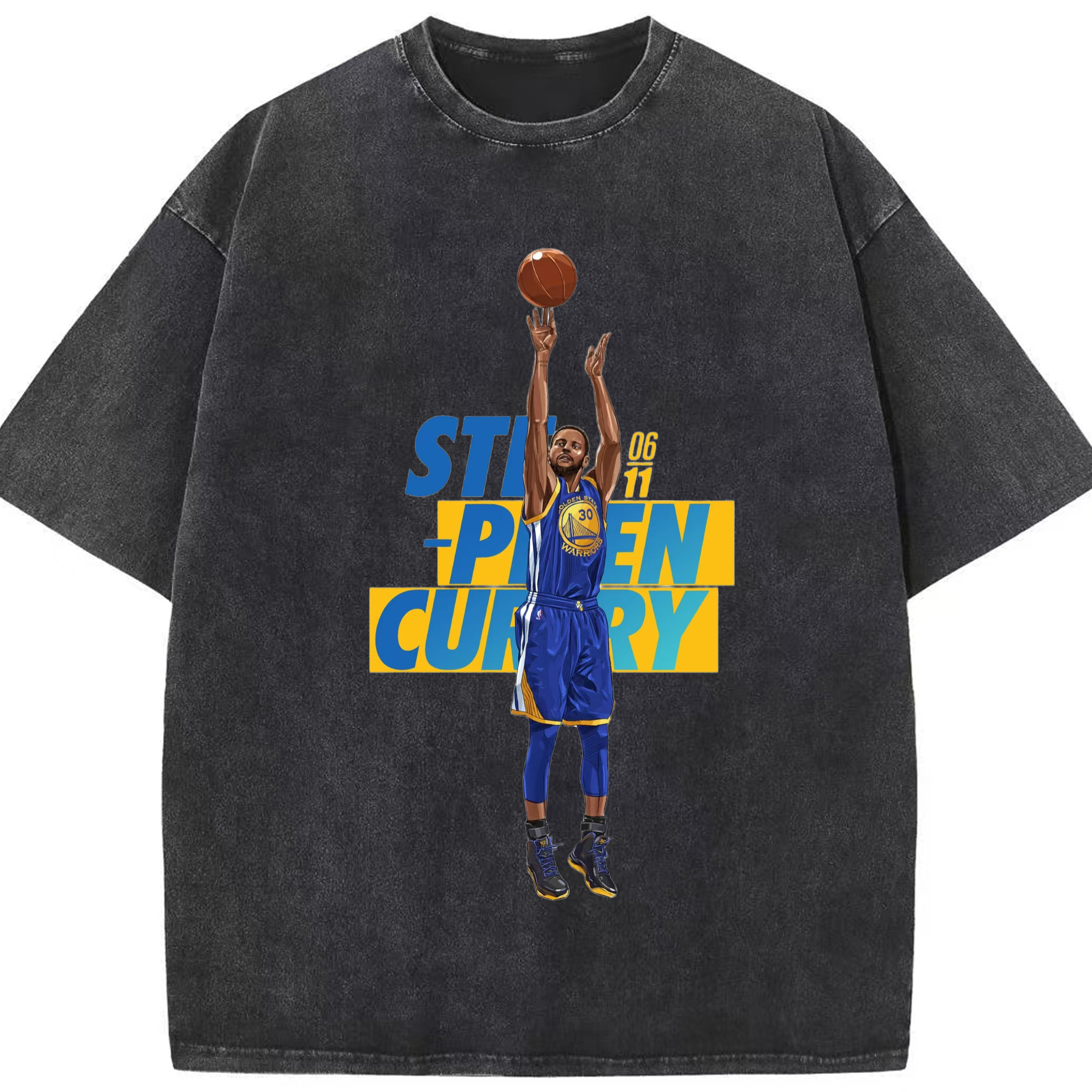 Stephen Curry 3 points to take action T-shirt - Washed Vintage Look 230g Cotton Oversized T-Shirt With Front Heat Transfer Print – Soft, Lightweight, Stylish Fit – Comfortable Casual Wear For Sports & Everyday Use