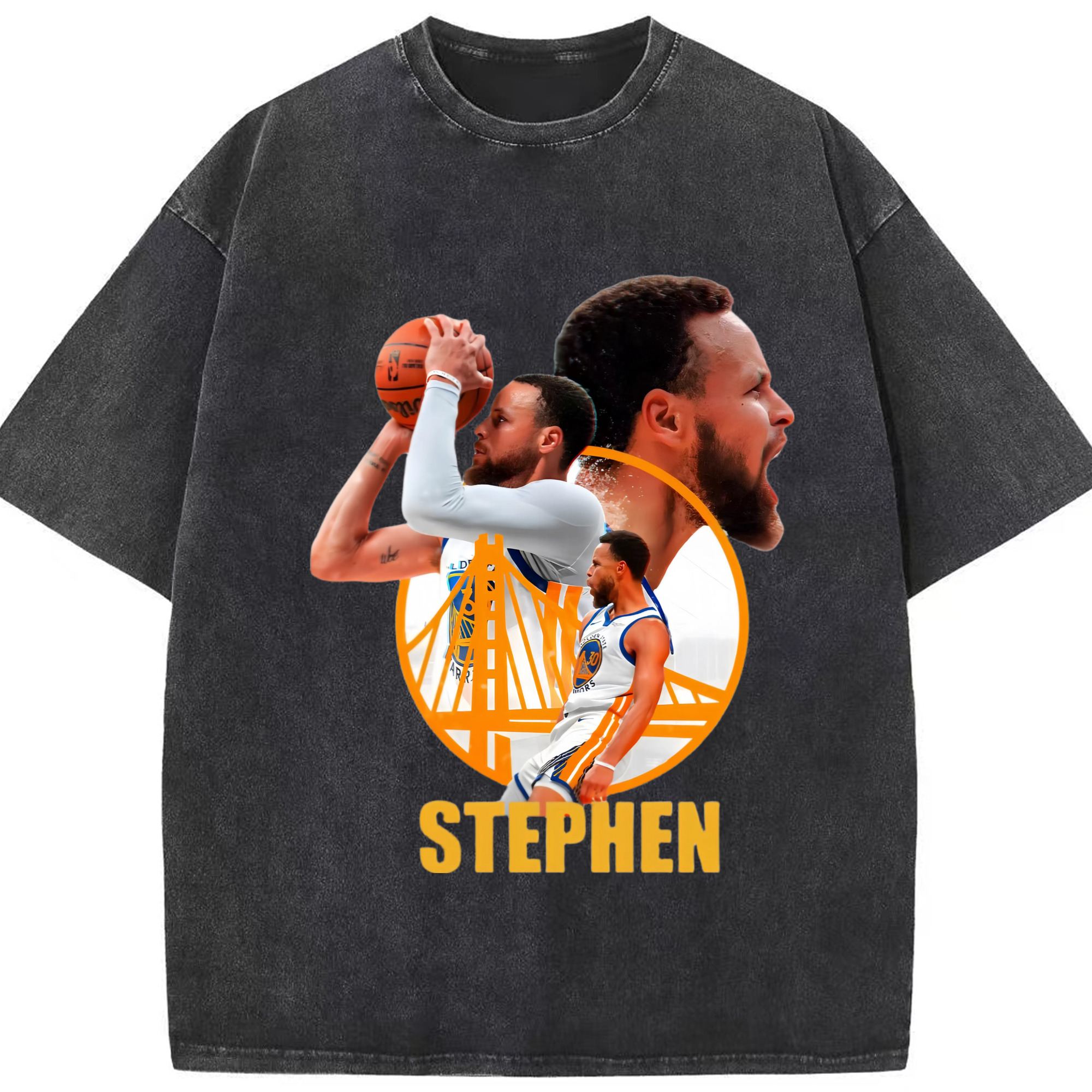 Stephen Curry #30 graphic T‑Shirt - Washed Vintage Look 230g Cotton Oversized T-Shirt With Front Heat Transfer Print – Soft, Lightweight, Stylish Fit – Comfortable Casual Wear For Sports & Everyday Use