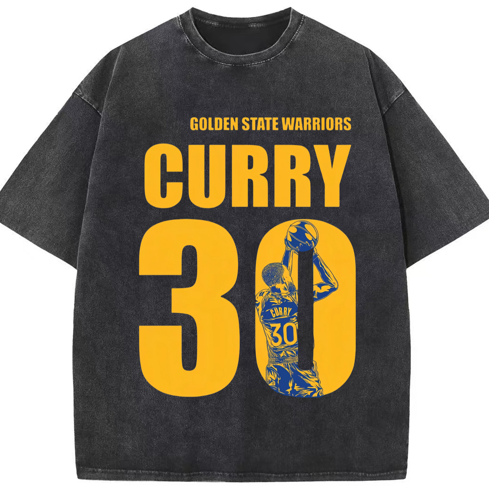 Stephen Curry T‑Shirt - Washed Vintage Look 230g Cotton Oversized T-Shirt With Front Heat Transfer Print – Soft, Lightweight, Stylish Fit – Comfortable Casual Wear For Sports & Everyday Use